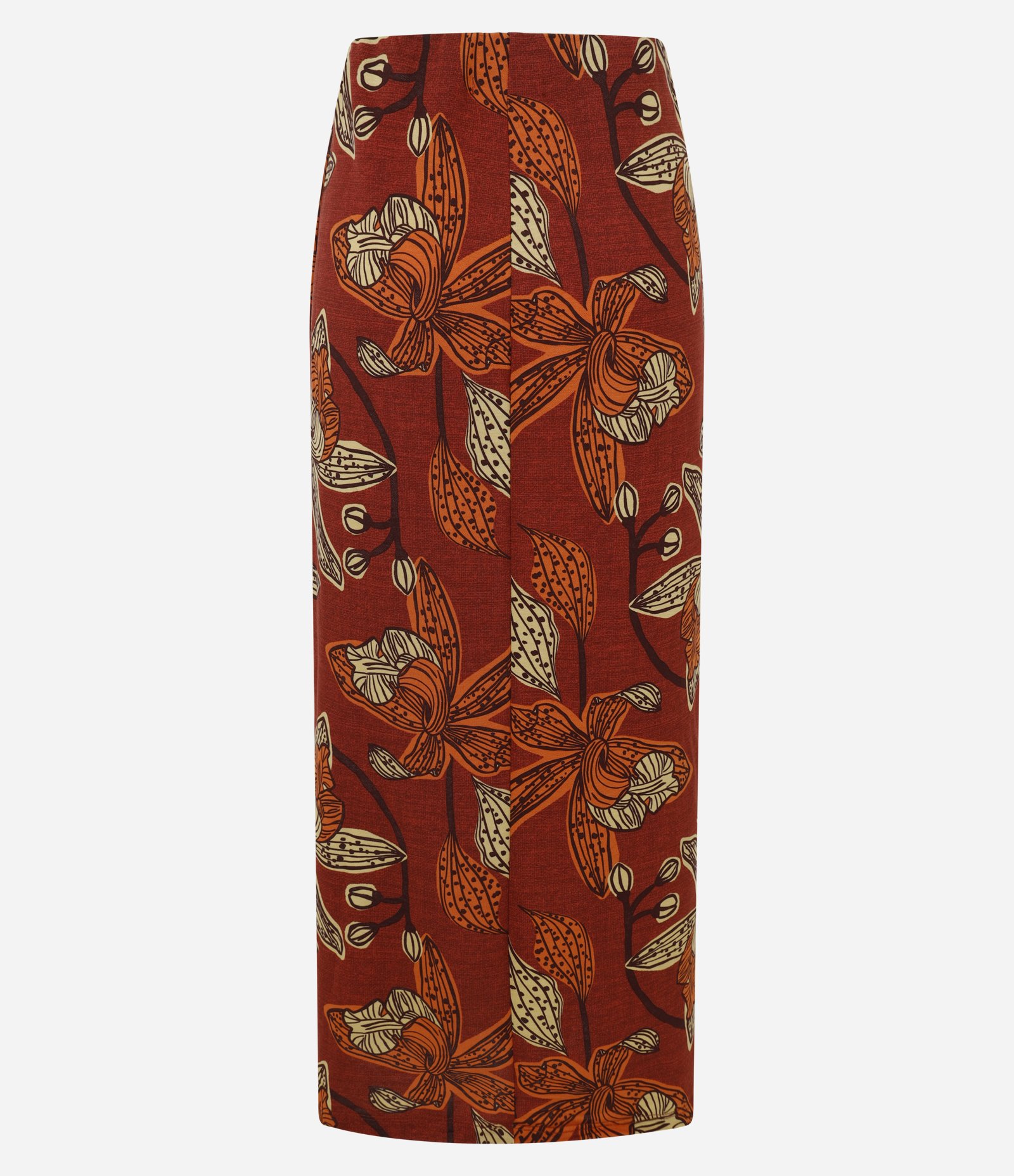 Saia Longa em Piquet Floral com Torção Frontal Chili Oil 7