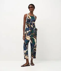 Macacão Sem Mangas com Estampa Abstrata