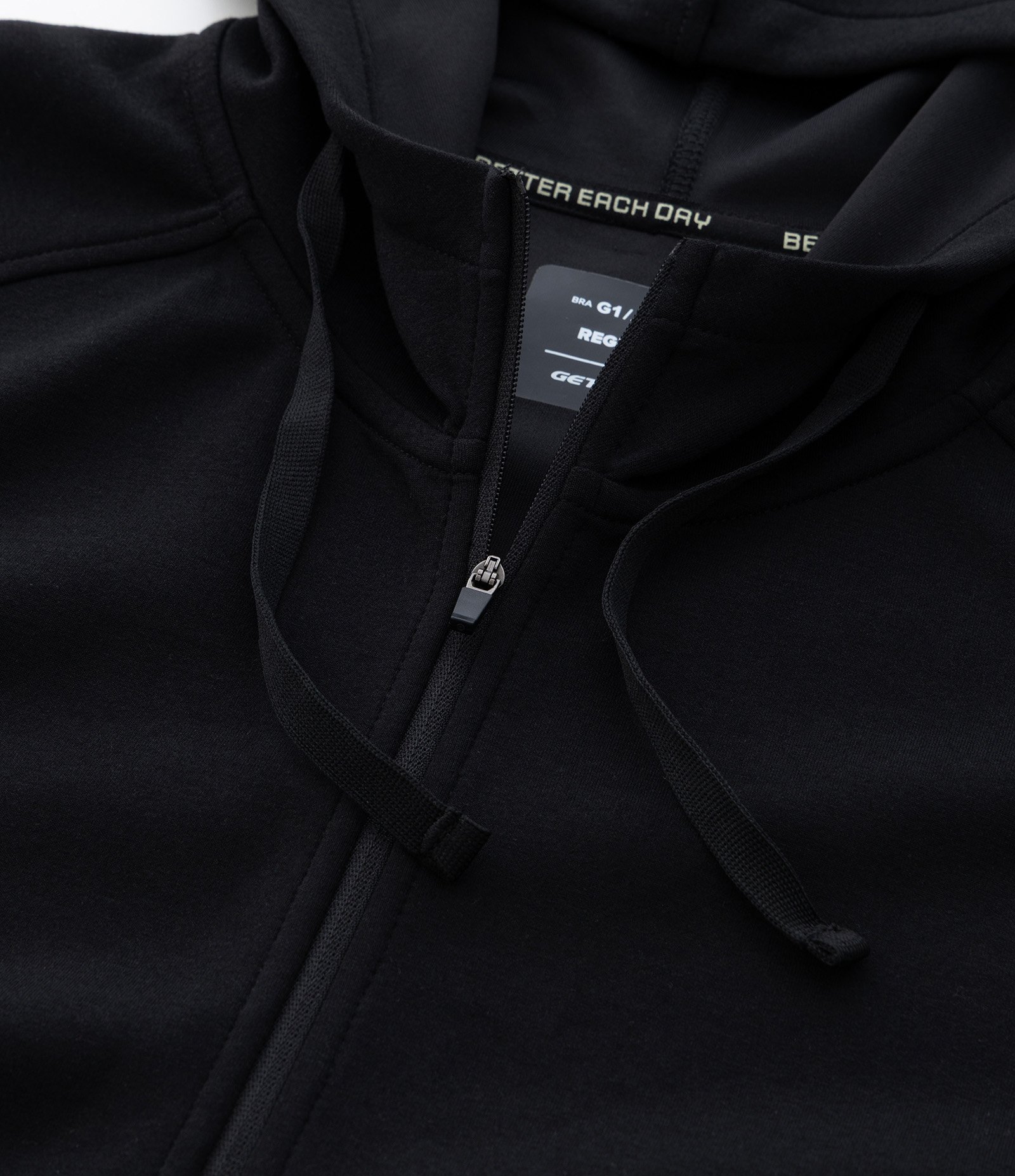 Casaco Tech Fleece Esportivo com Capuz e Zíper Preto 10