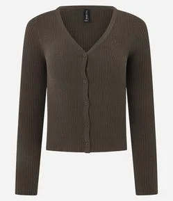 Cardigan em Tricô Chenille com Botões