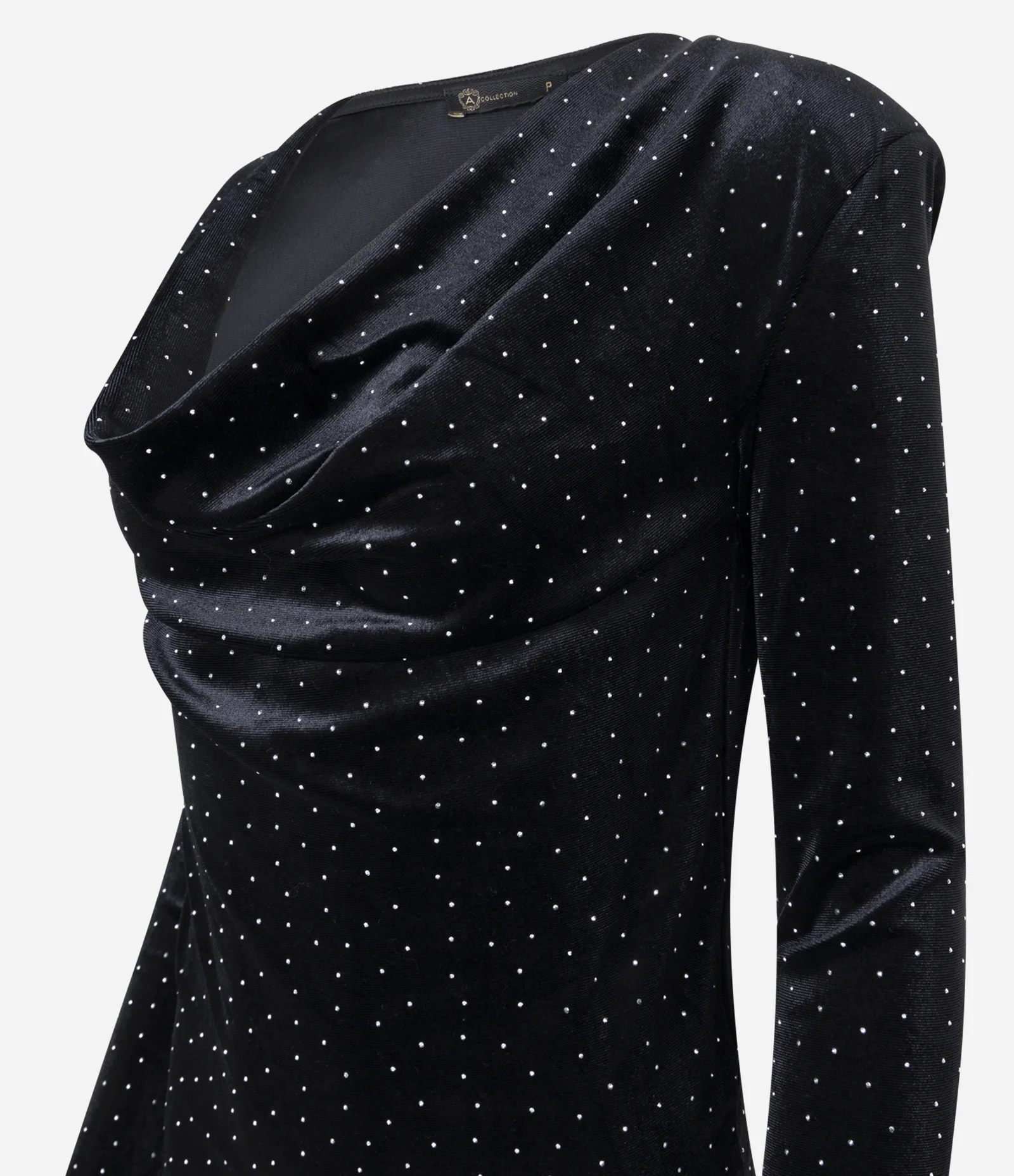 Blusa em Veludo com Aplicação Mini Pedrarias Preto 6