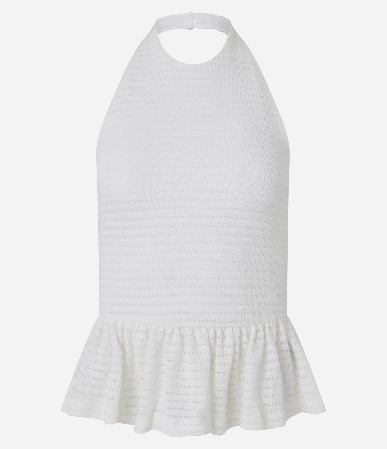 Blusa Peplum Frente Única em Piquet com Texturas Branco 5