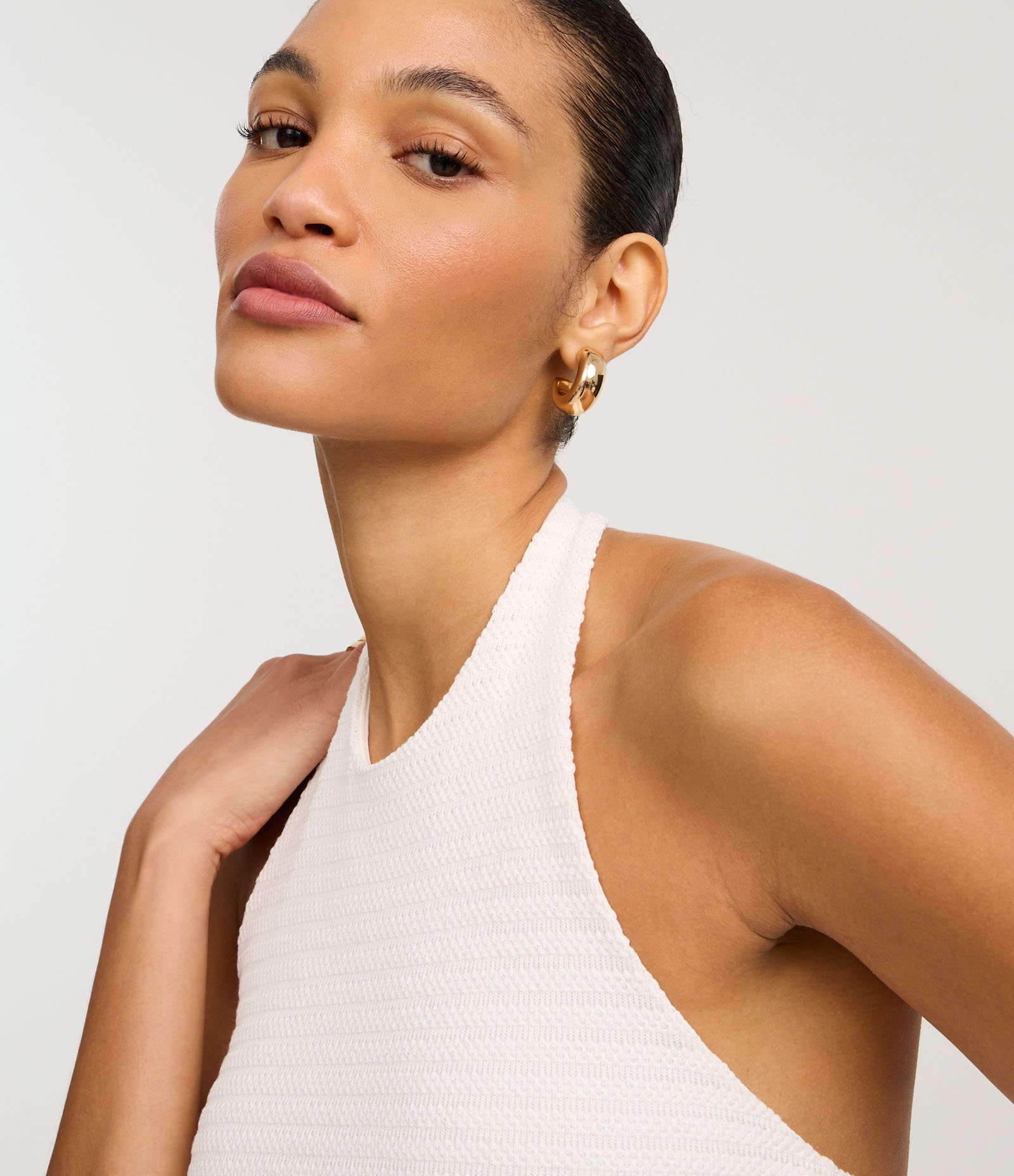 Blusa Peplum Frente Única em Piquet com Texturas Branco 3