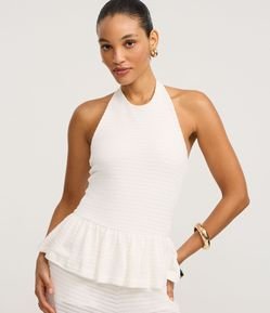 Blusa Peplum Frente Única em Piquet com Texturas