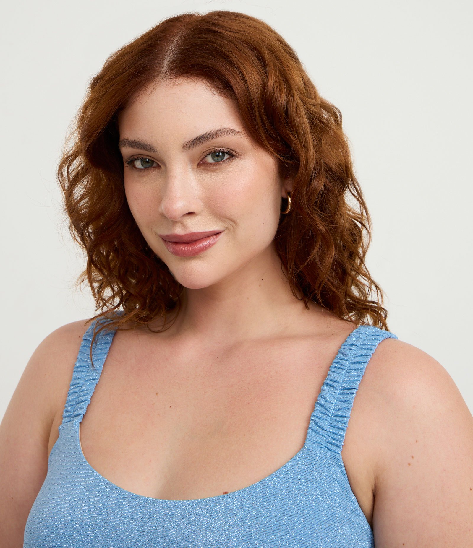 Biquíni Top com  Brilhos e Alças Elásticas Curve & Plus Size Azul 3