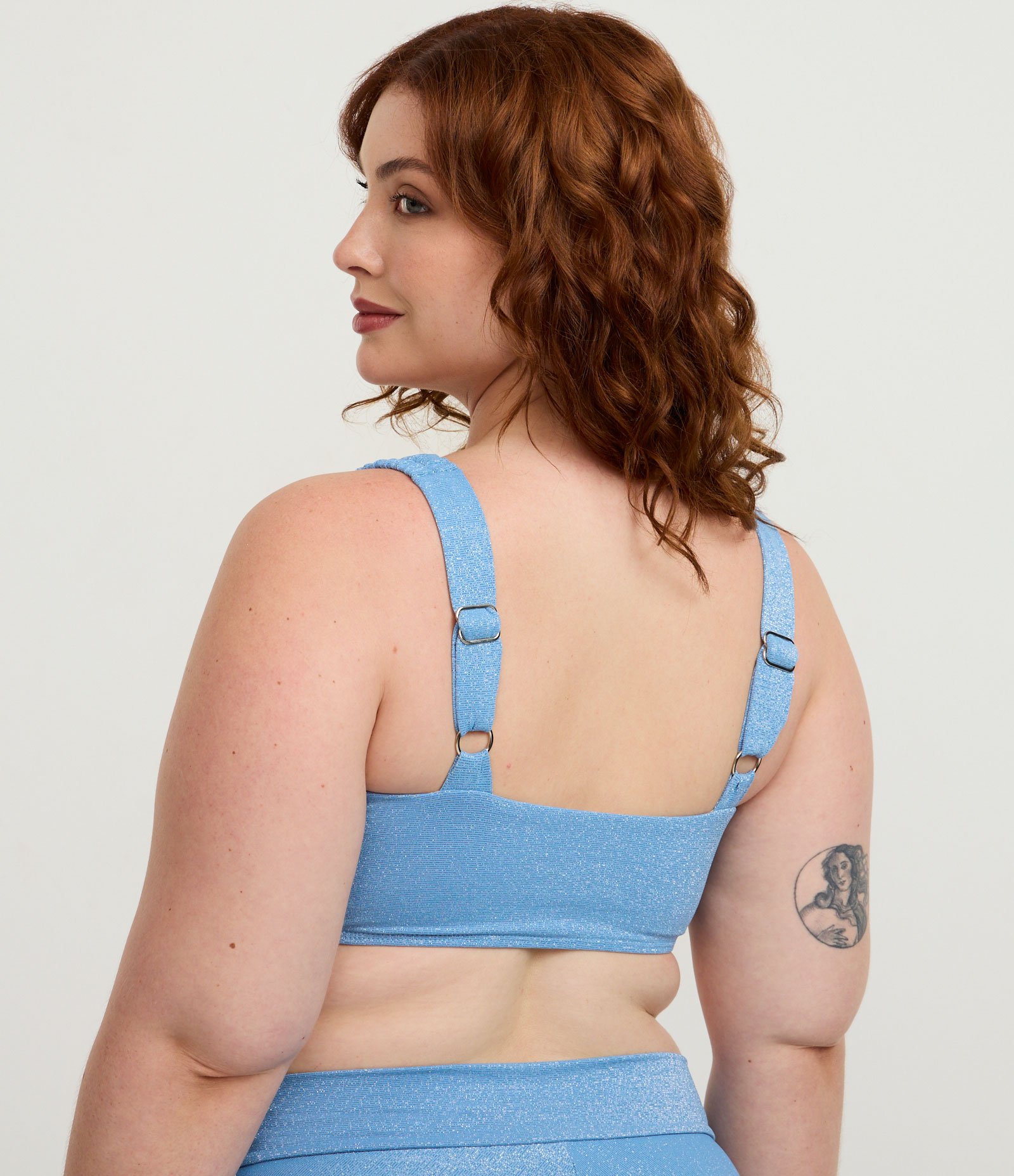 Biquíni Top com  Brilhos e Alças Elásticas Curve & Plus Size Azul 4