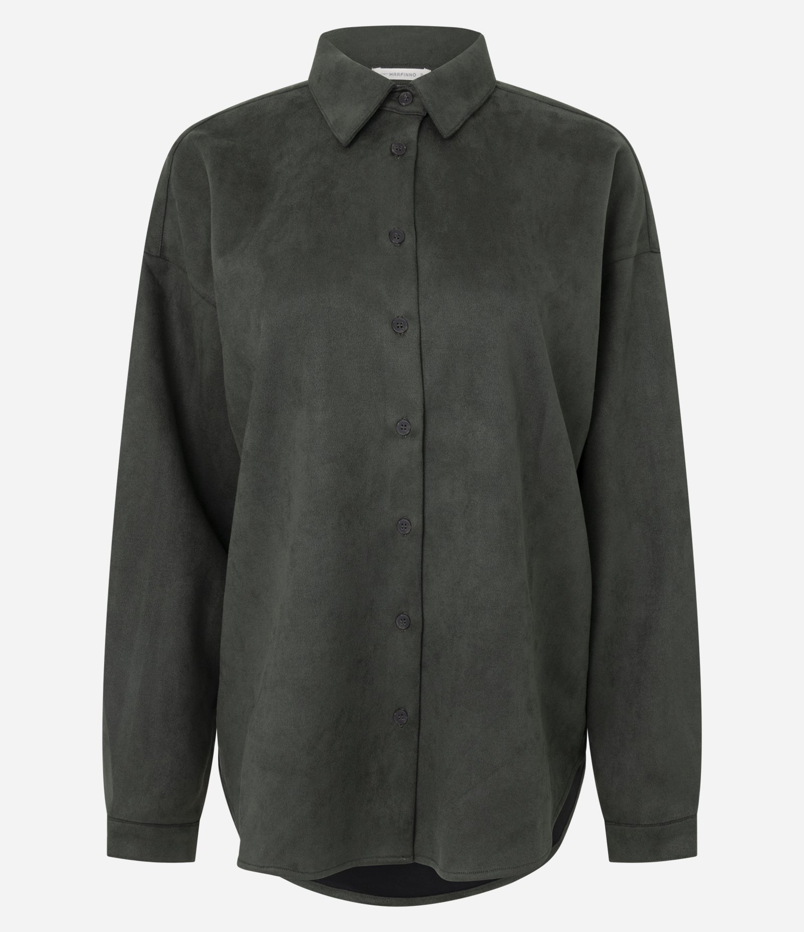 Camisa Oversized em Suede com Mangas Longas Verde 5