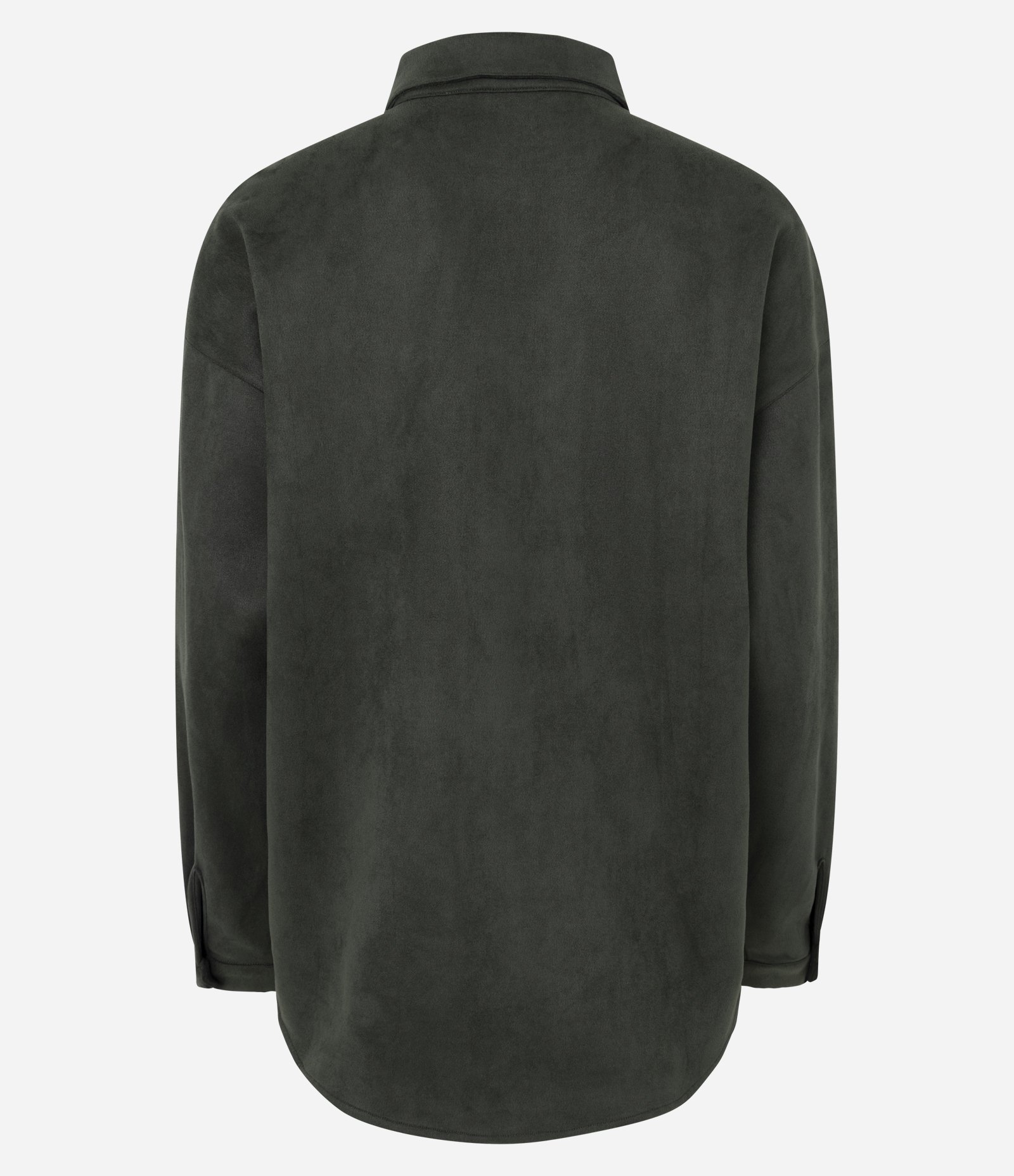 Camisa Oversized em Suede com Mangas Longas Verde 7