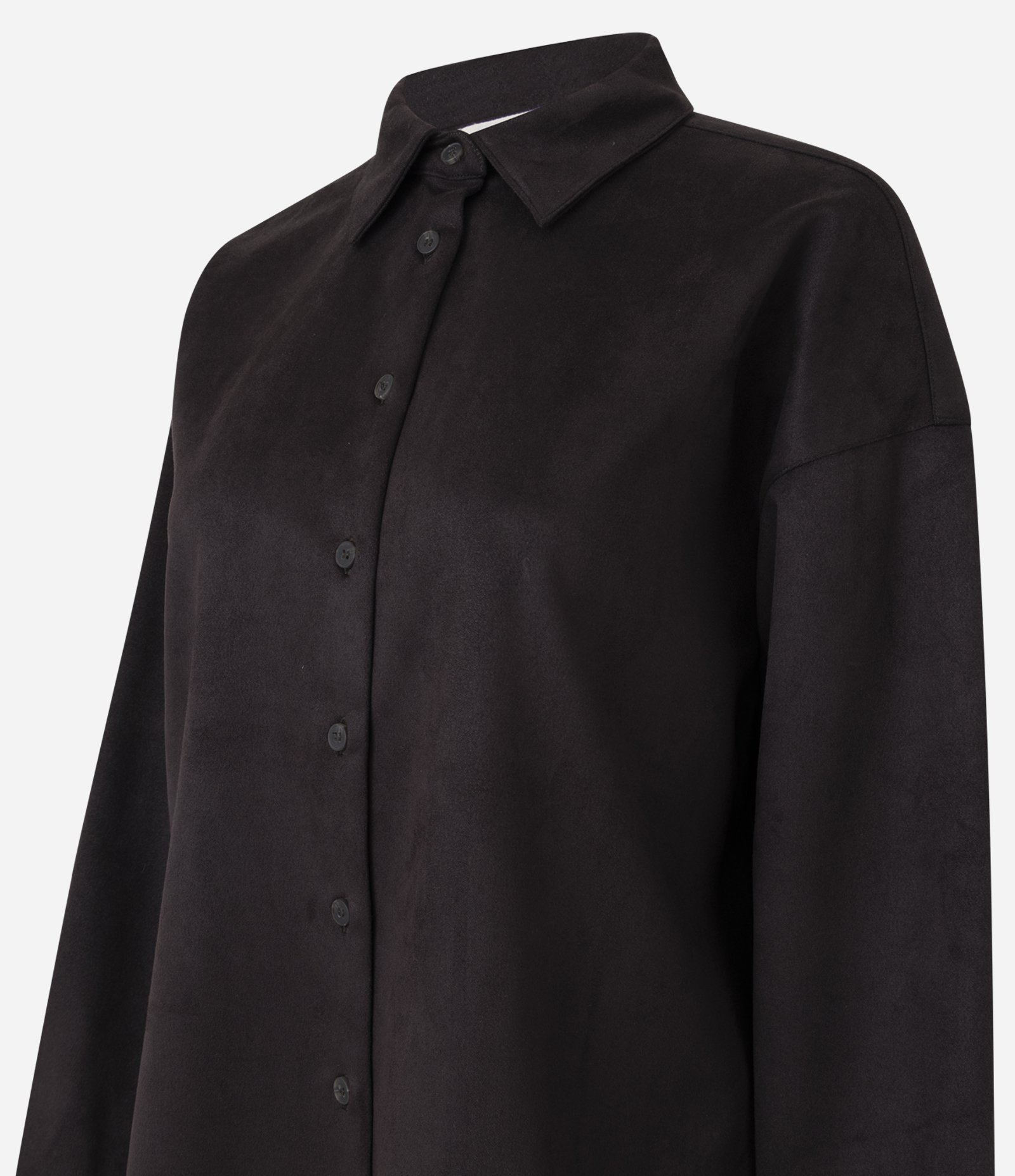 Camisa Oversized em Suede com Mangas Longas Marrom 6