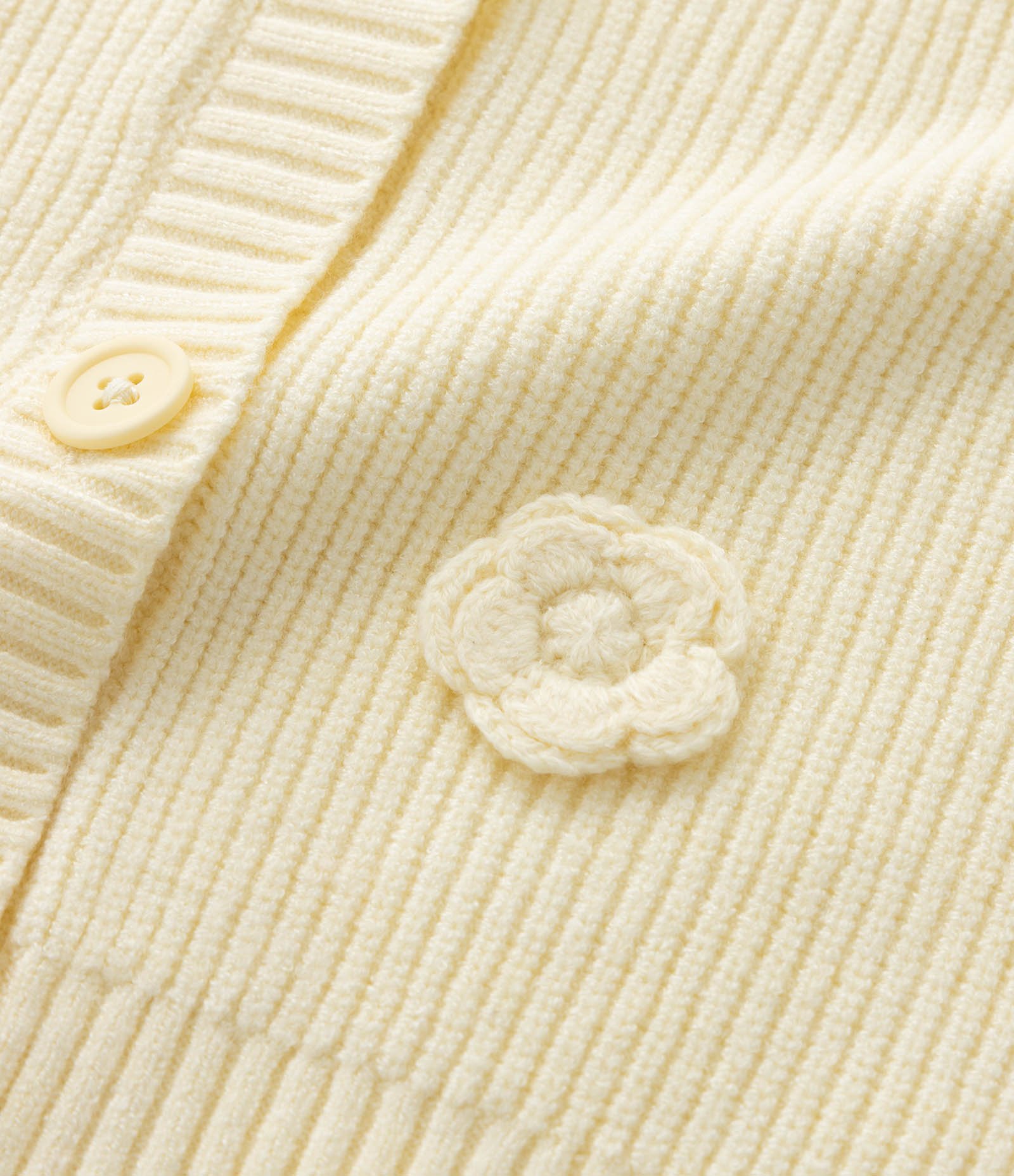 Casaco Cardigan Infantil com Flores em Tricô – Tam 5 a 14 Anos Amarelo Claro 4