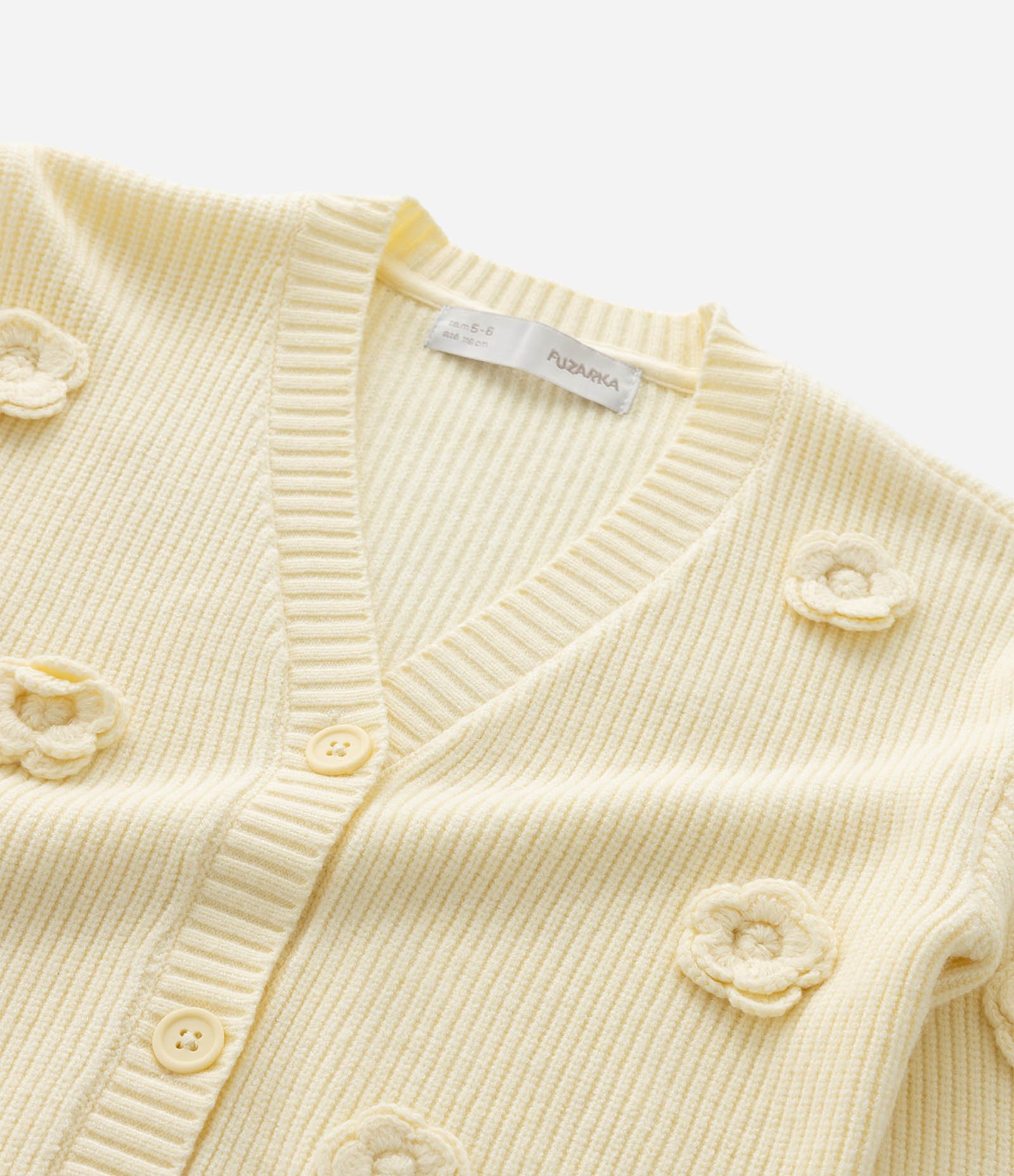 Casaco Cardigan Infantil com Flores em Tricô – Tam 5 a 14 Anos Amarelo Claro 6