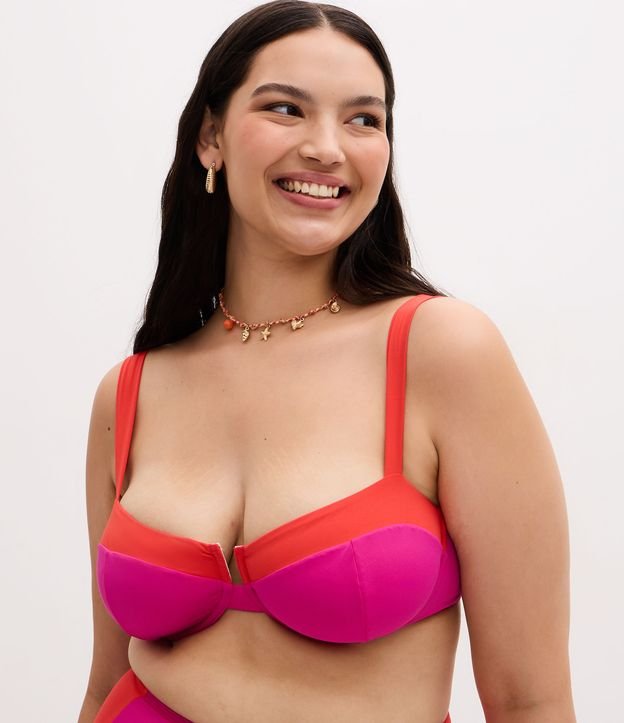 Biquíni Top Meia Taça com Bloco de Cor Curve & Plus Size