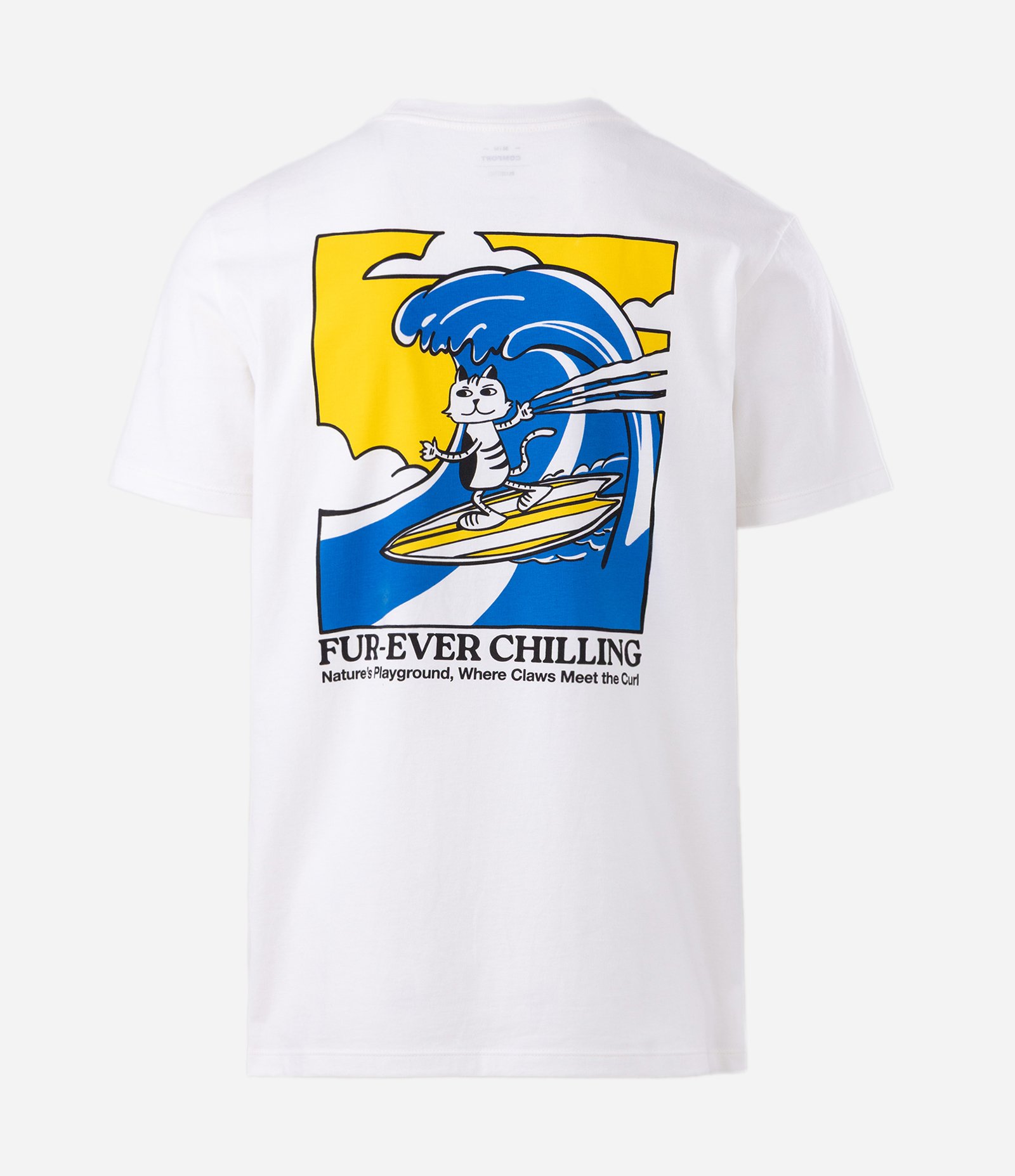 Camiseta Comfort em Algodão com Estampa de Gato Surfista Branco 7