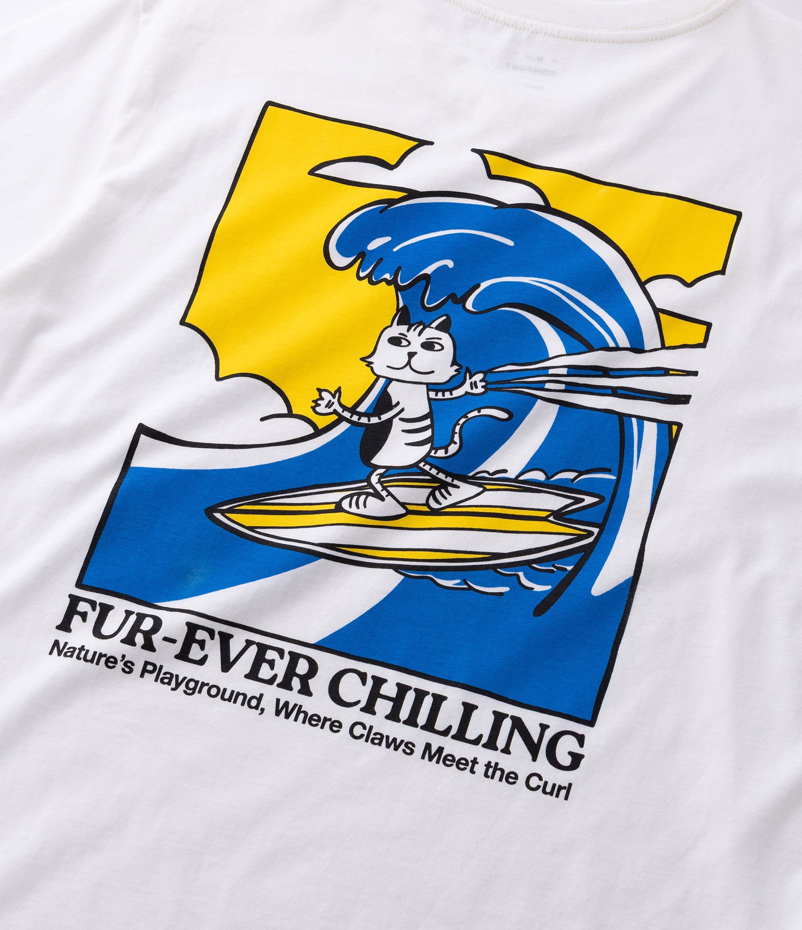 Camiseta Comfort em Algodão com Estampa de Gato Surfista Branco 8