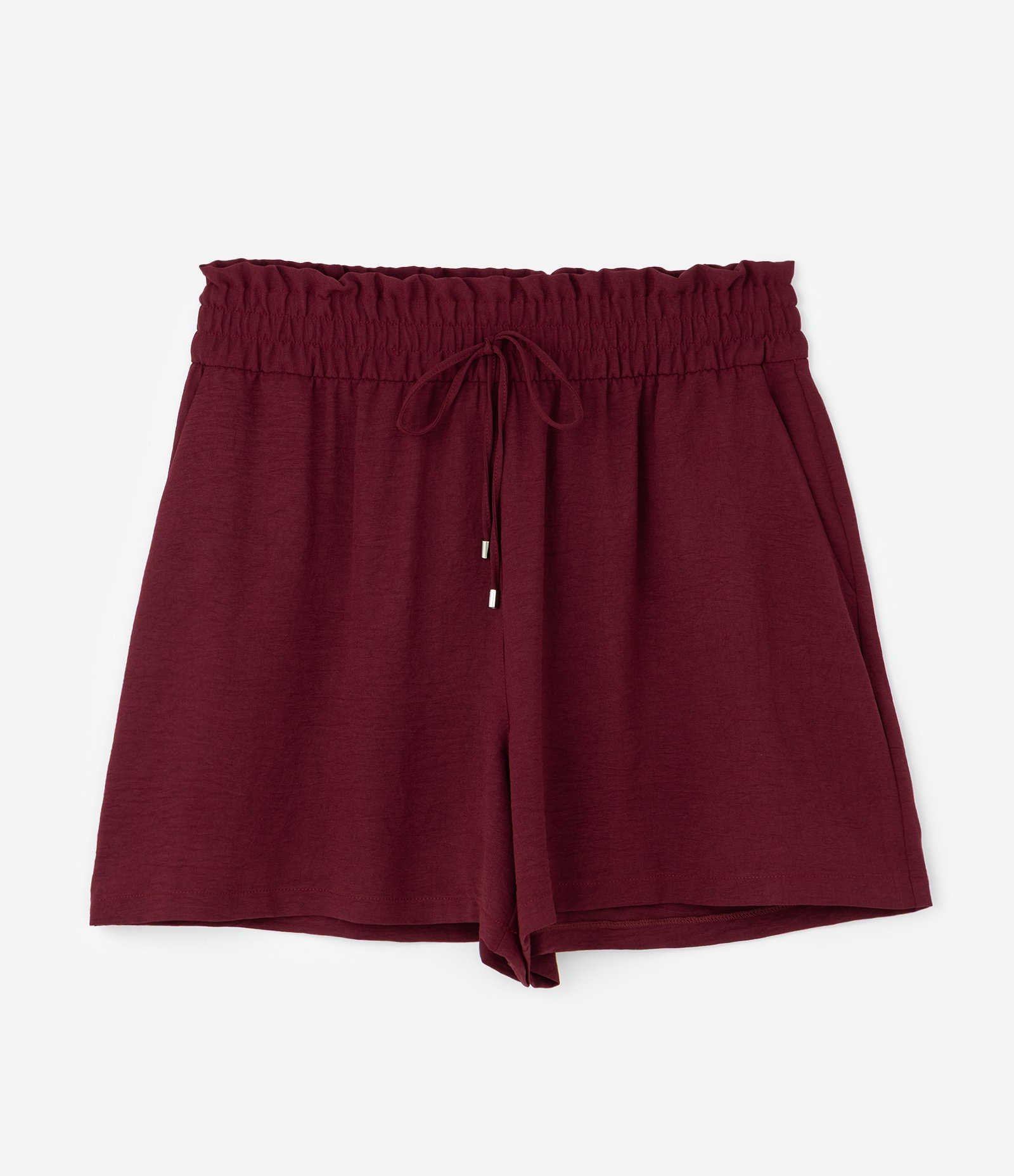 Short Curto em Crepe com Cós Elástico Curve & Plus Size Bordô 1