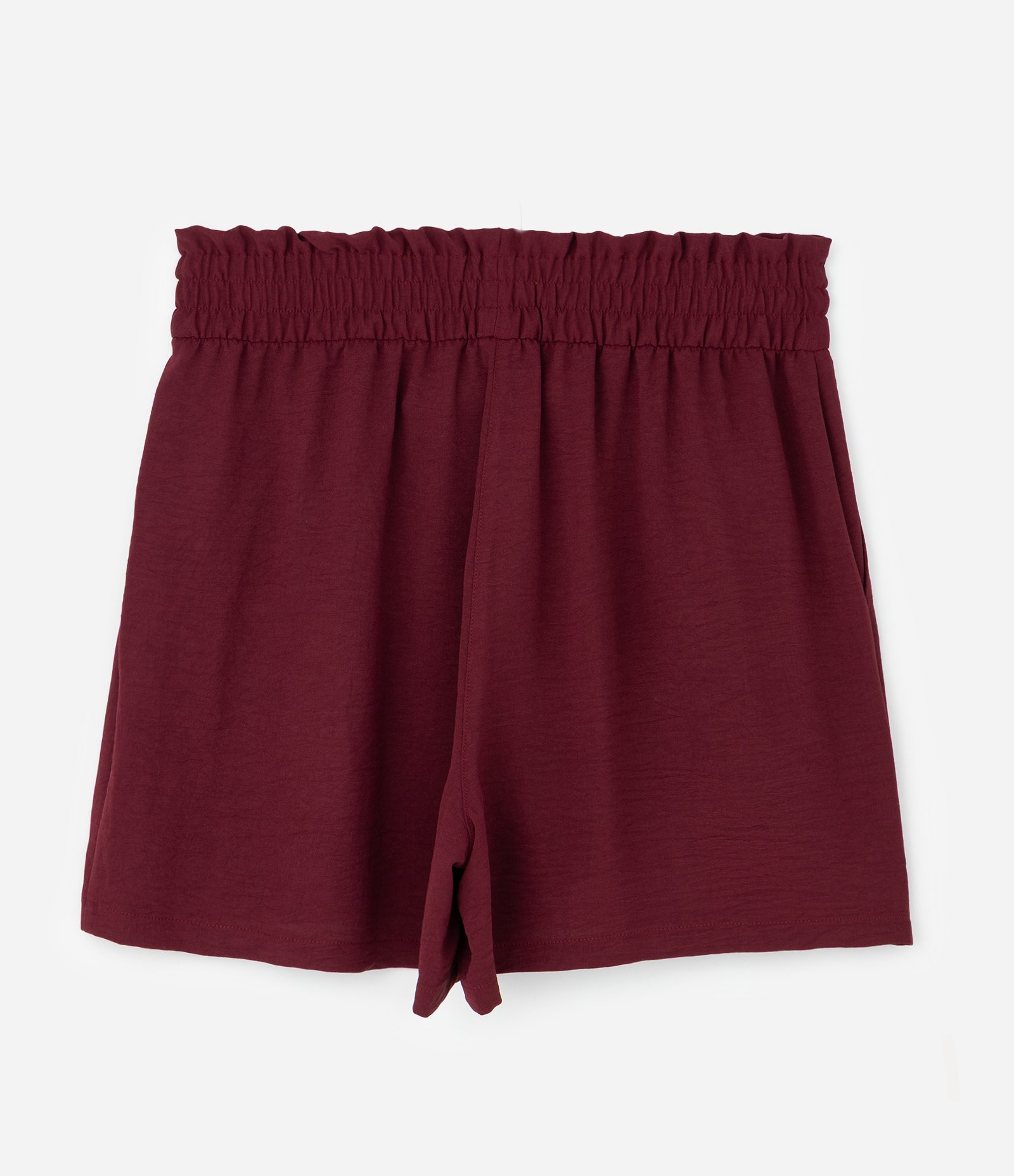 Short Curto em Crepe com Cós Elástico Curve & Plus Size Bordô 2