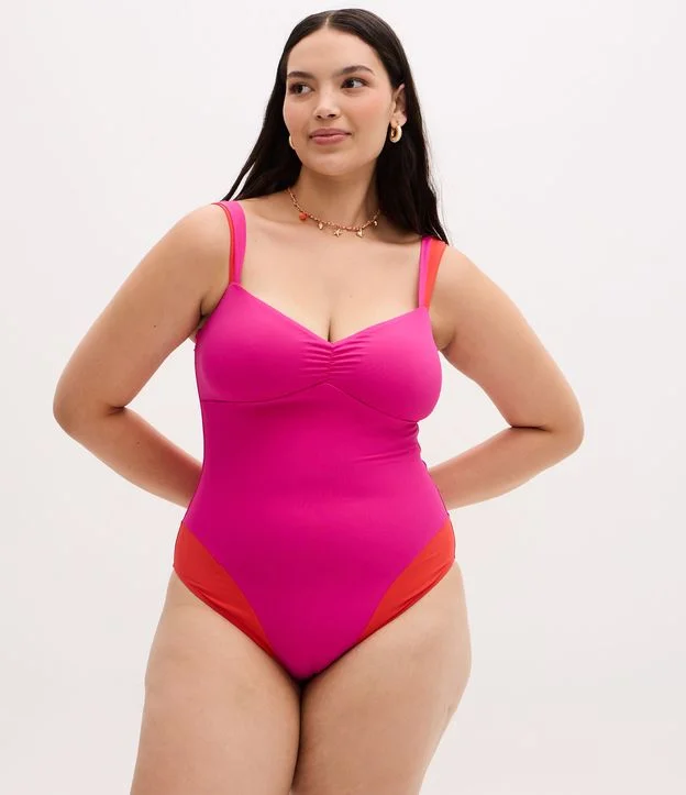 Maiô em Microfibra com Bloco de Cor Curve & Plus Size