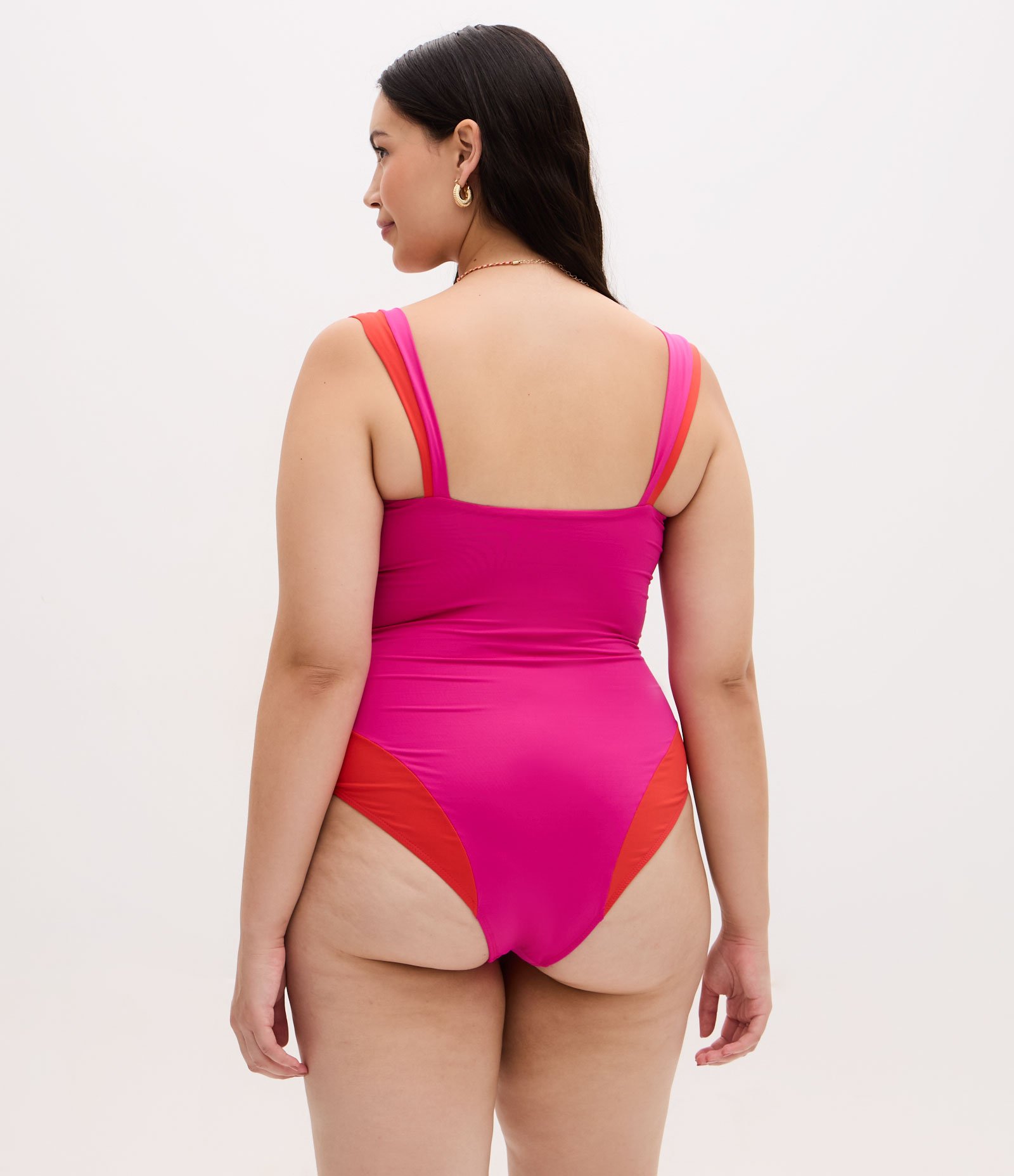Maiô em Microfibra com Bloco de Cor Curve & Plus Size Rosa 3