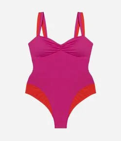 Maiô em Microfibra com Bloco de Cor Curve & Plus Size