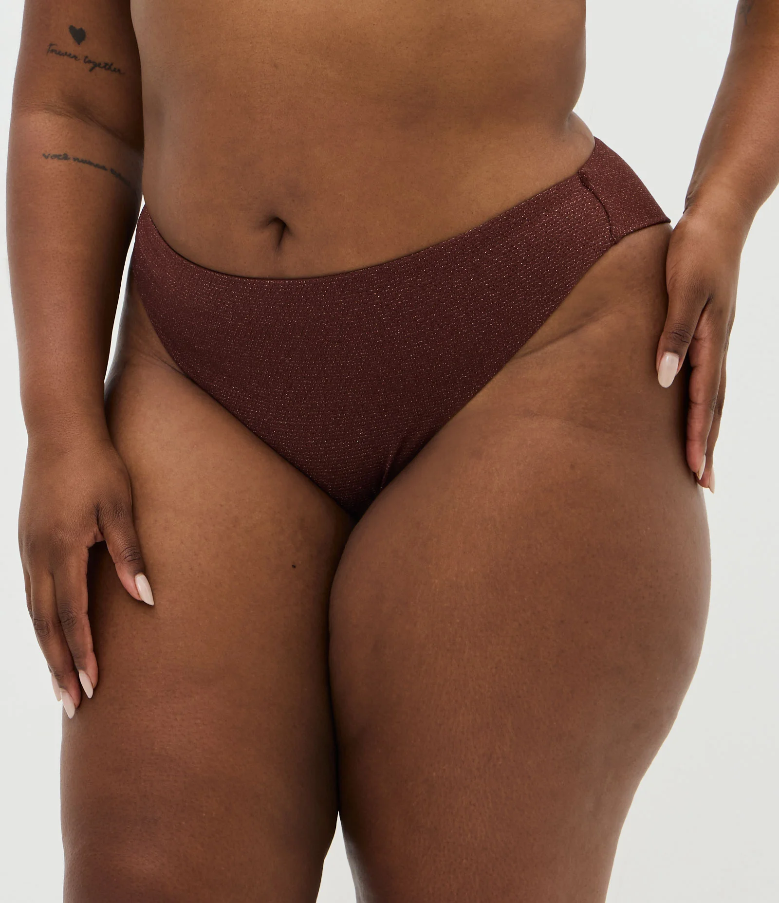 Biquíni Calcinha Fio Duplo com Fio Metalizado e Texturizado Curve & Plus Size Marrom 2