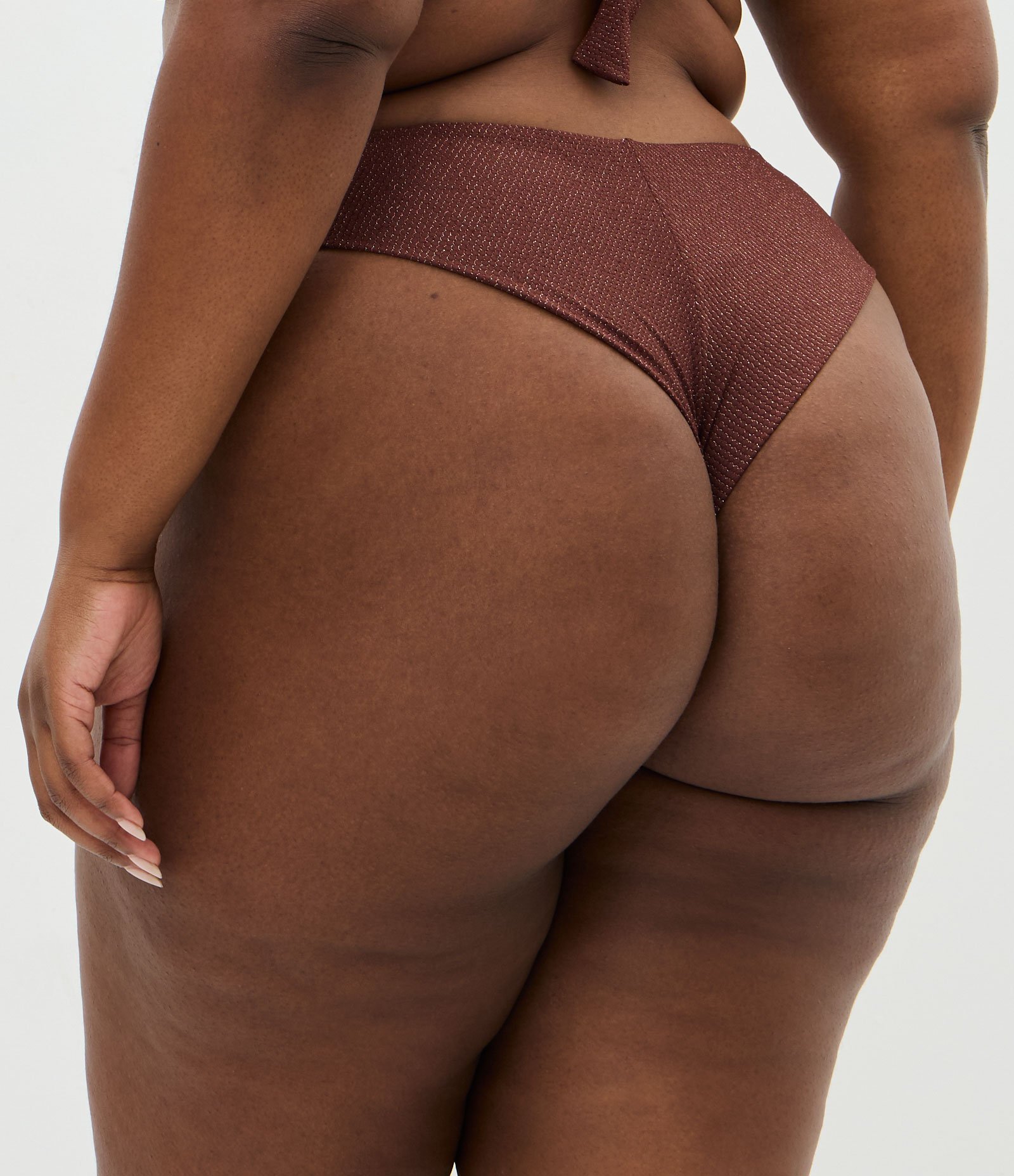 Biquíni Calcinha Fio Duplo com Fio Metalizado e Texturizado Curve & Plus Size Marrom 4
