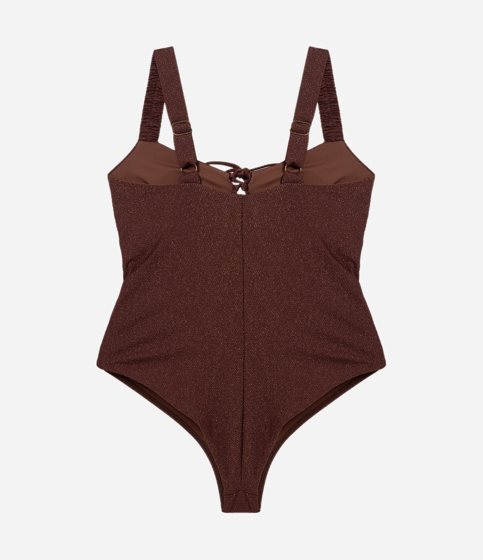 Maio Fio Duplo com Fio Metalizado e Proteção UV Curve & Plus Size Marrom 2