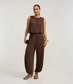 Calça Aladim com Leve Brilho e Cós Largo