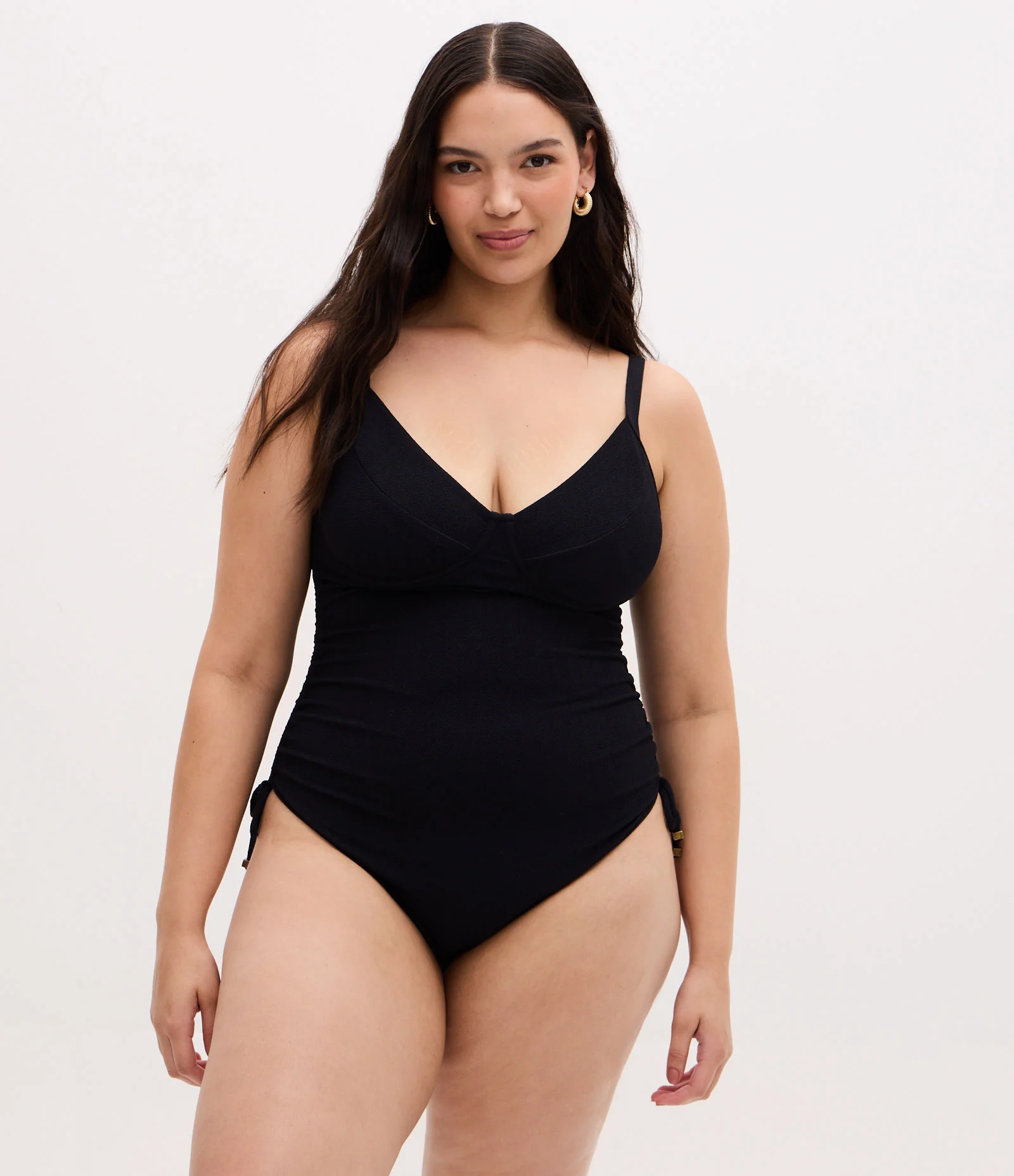 Maiô Texturizado Meia Taça sem Bojo Curve & Plus Size Preto 1