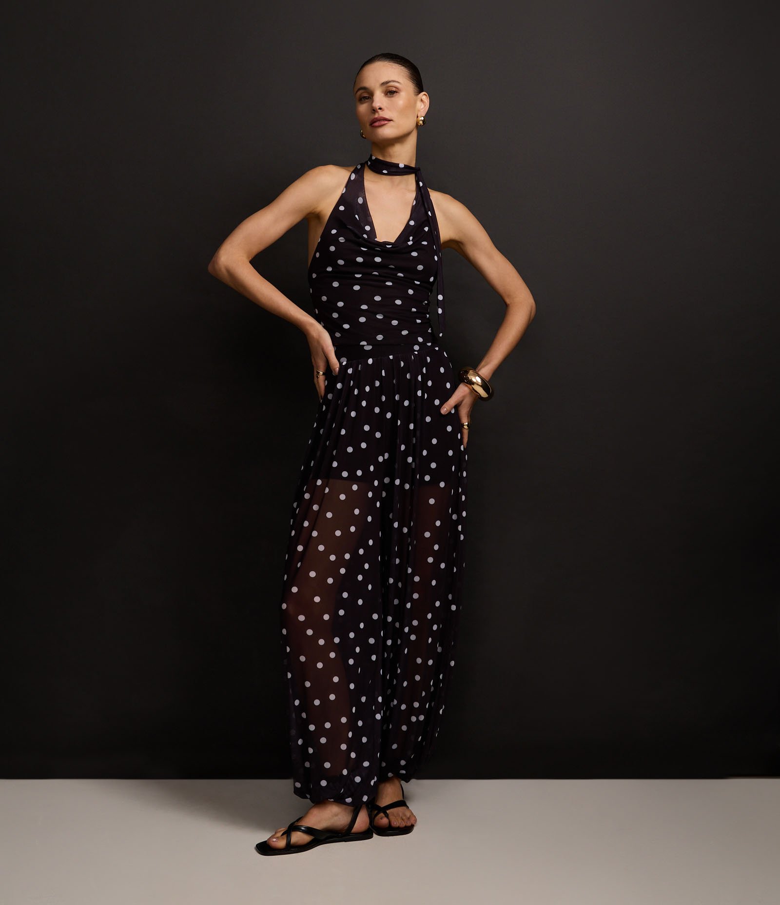 Calça Aladim em Tule Poá com Transparência Preto 5