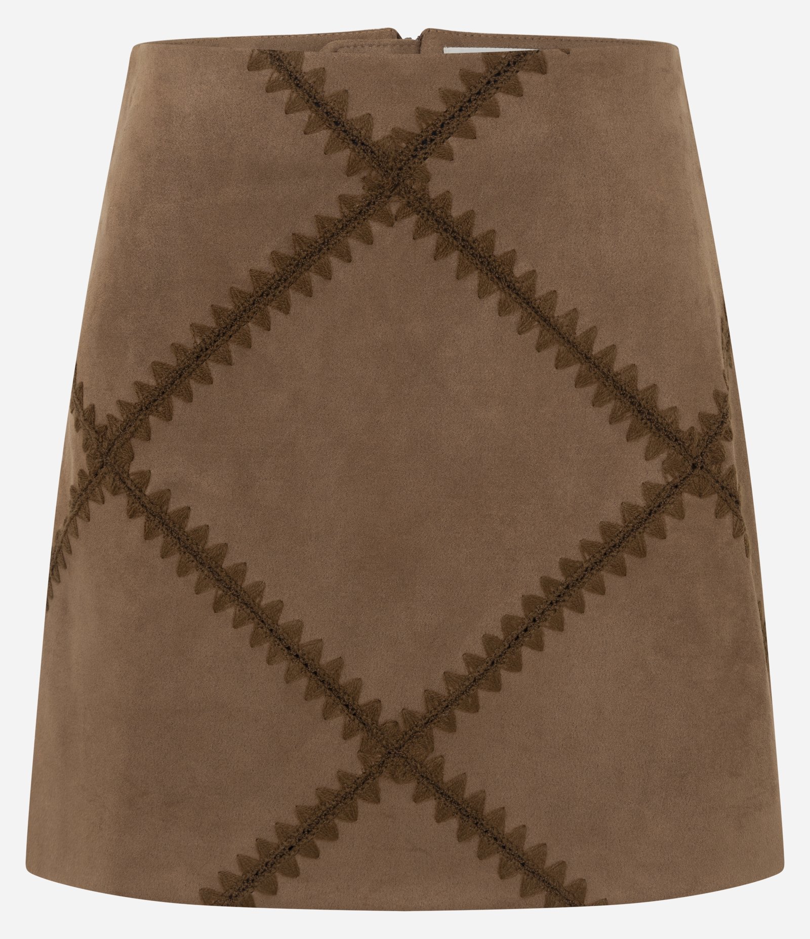 Saia Curta em Suede com Bordado Marrom 5