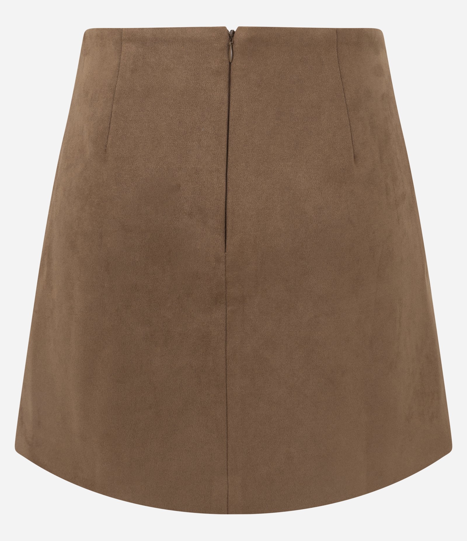 Saia Curta em Suede com Bordado Marrom 7