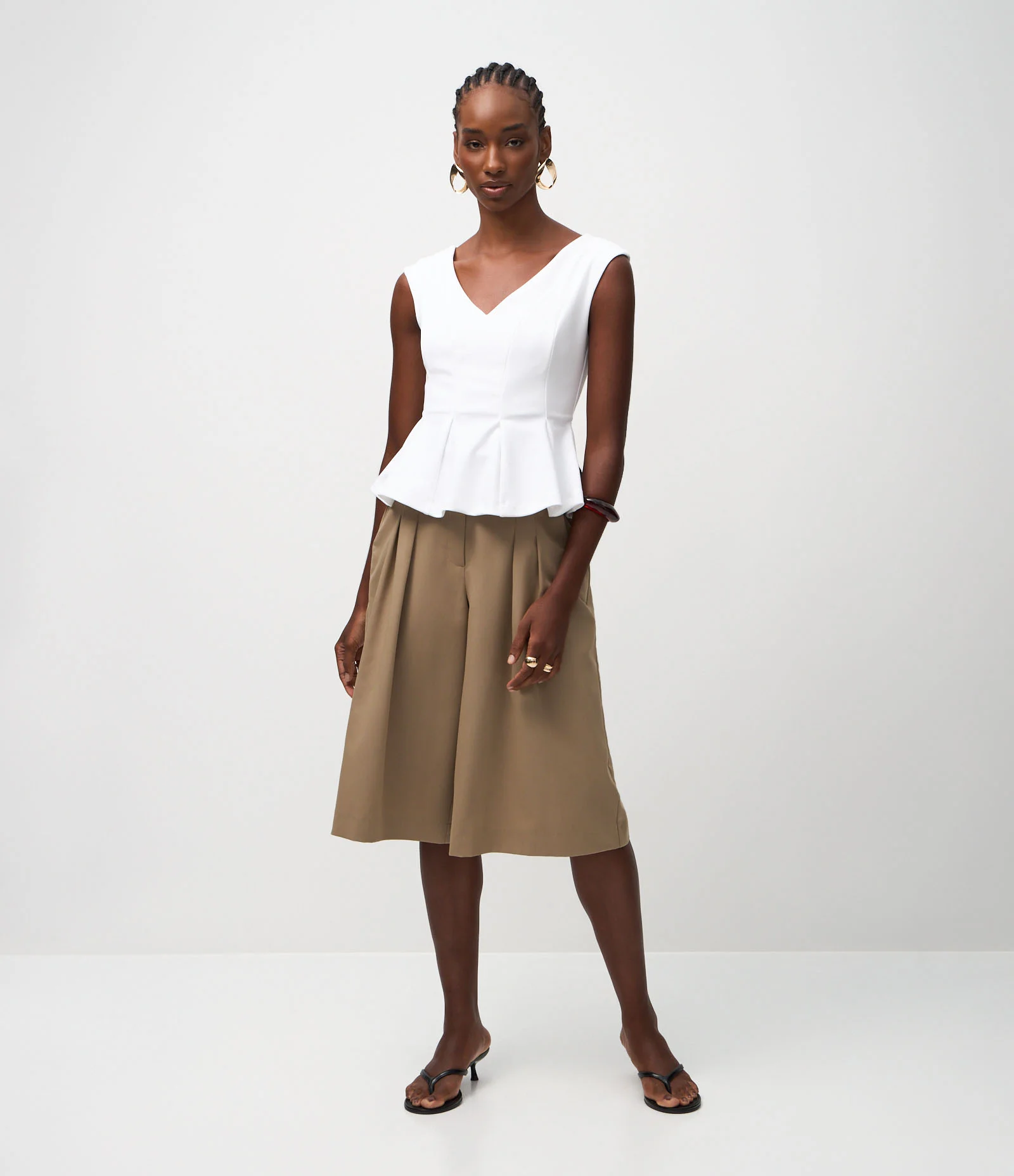 Blusa Ponto Roma com Barra Peplum Branco 2