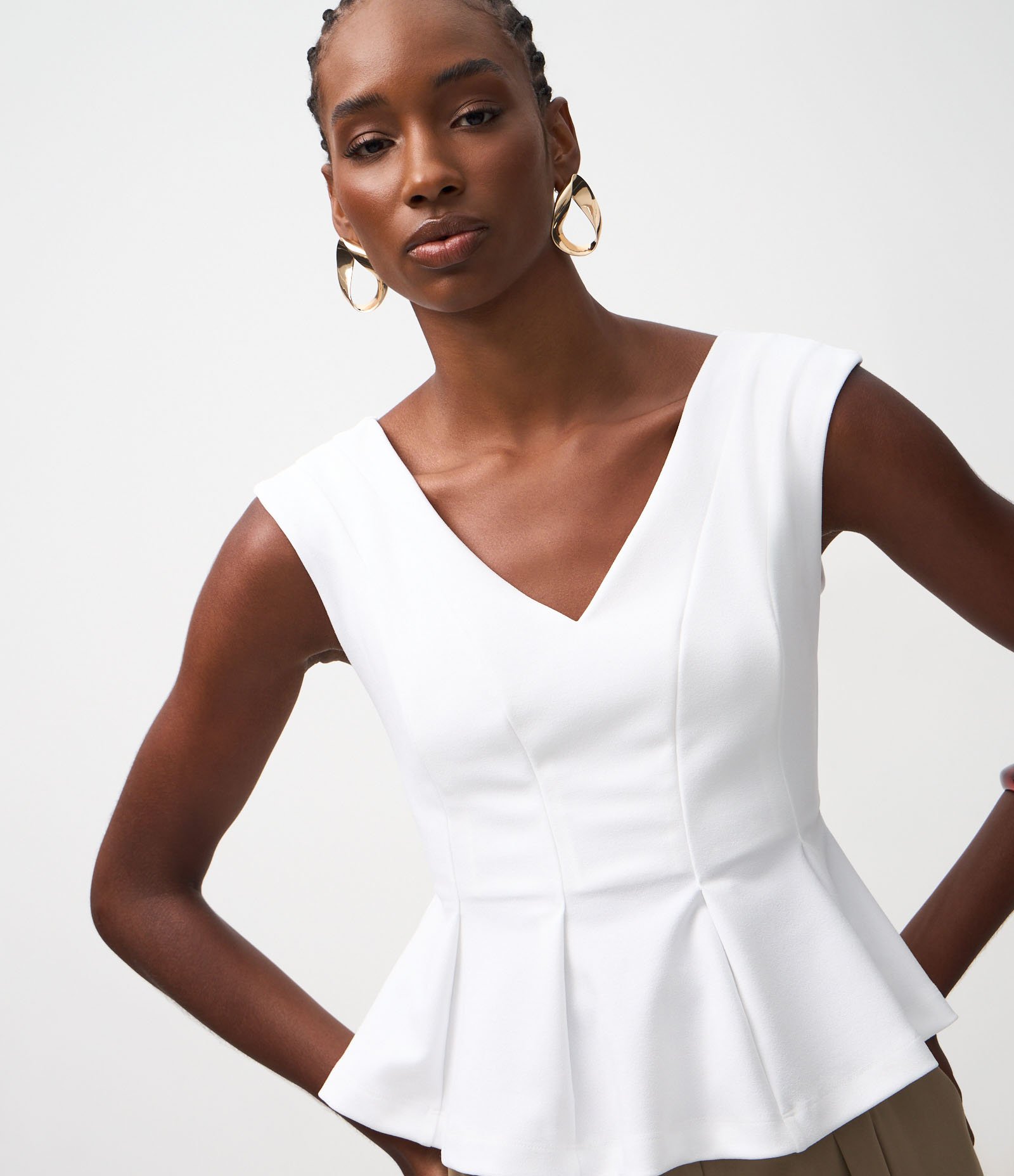 Blusa Ponto Roma com Barra Peplum Branco 3