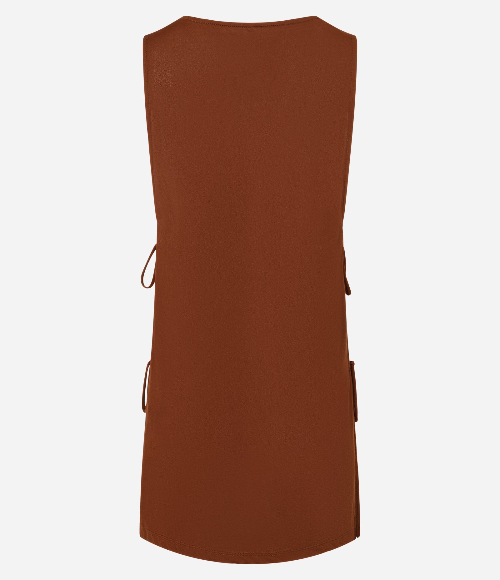 Saída de Praia Vestido Bata em Poliamida com Amarração Marrom 2