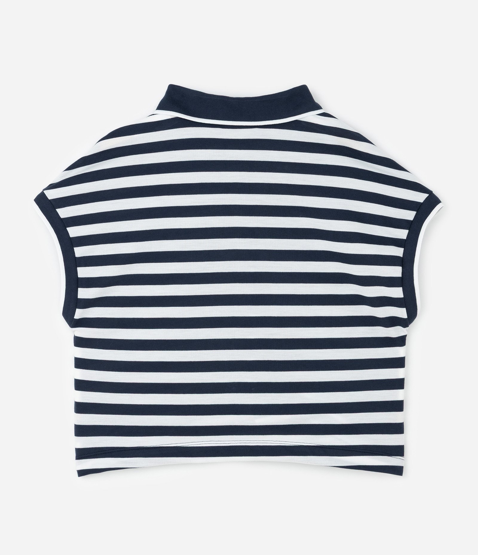 Blusa Boxy em Malha Piquet Listrada e com Gola Polo Curve & Plus Size Azul 2