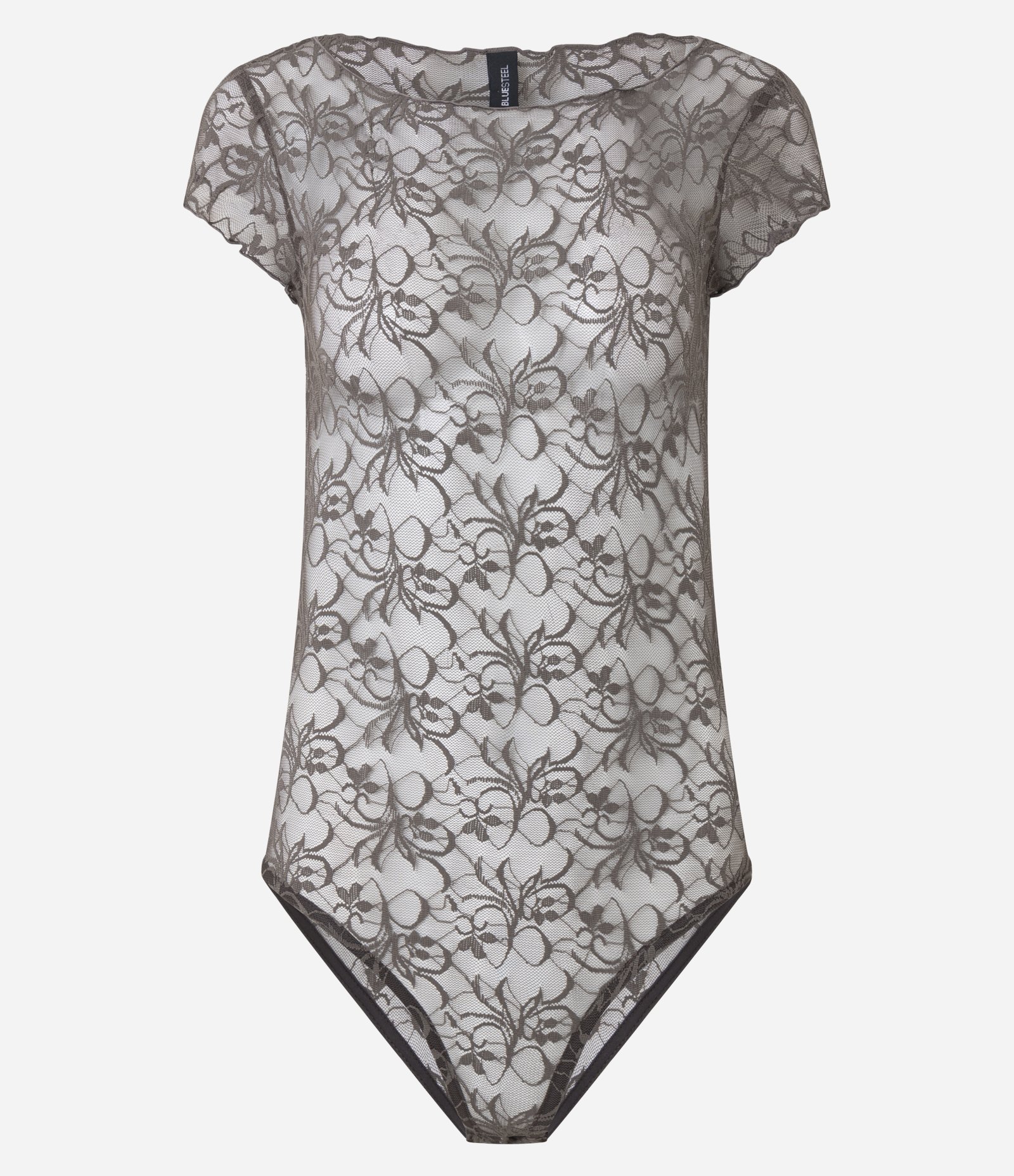 Body em Renda com Frufrus e Textura Floral Marrom 5