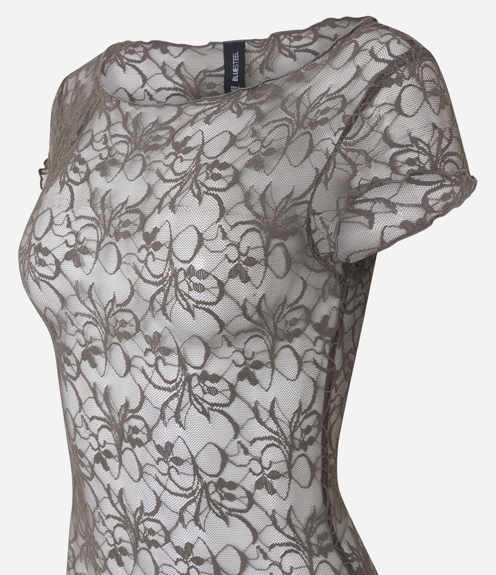 Body em Renda com Frufrus e Textura Floral Marrom 6