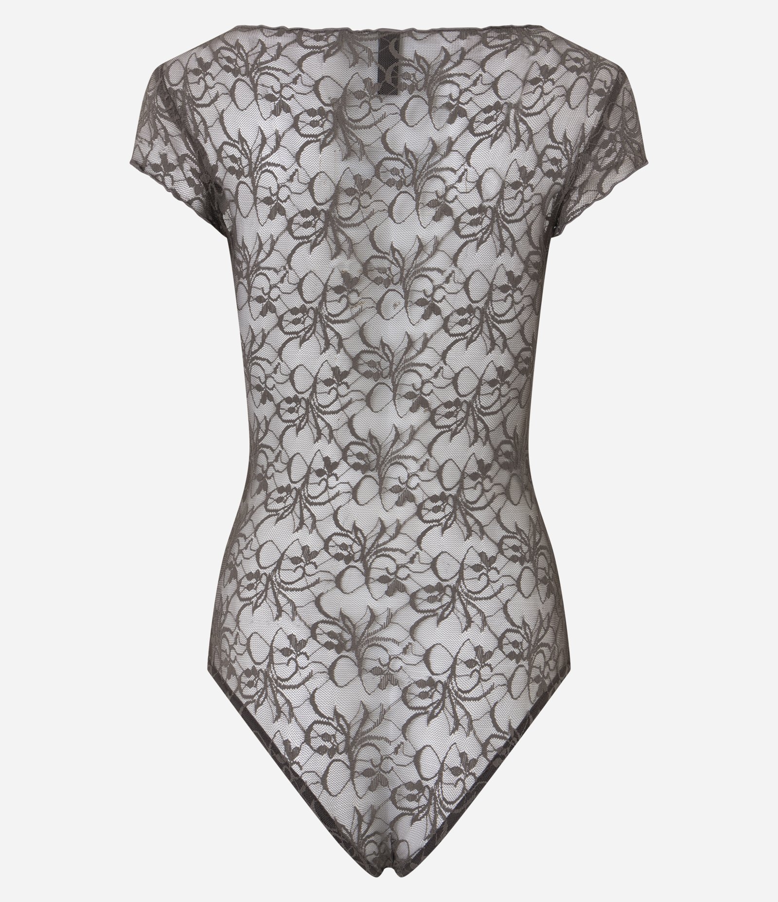 Body em Renda com Frufrus e Textura Floral Marrom 7