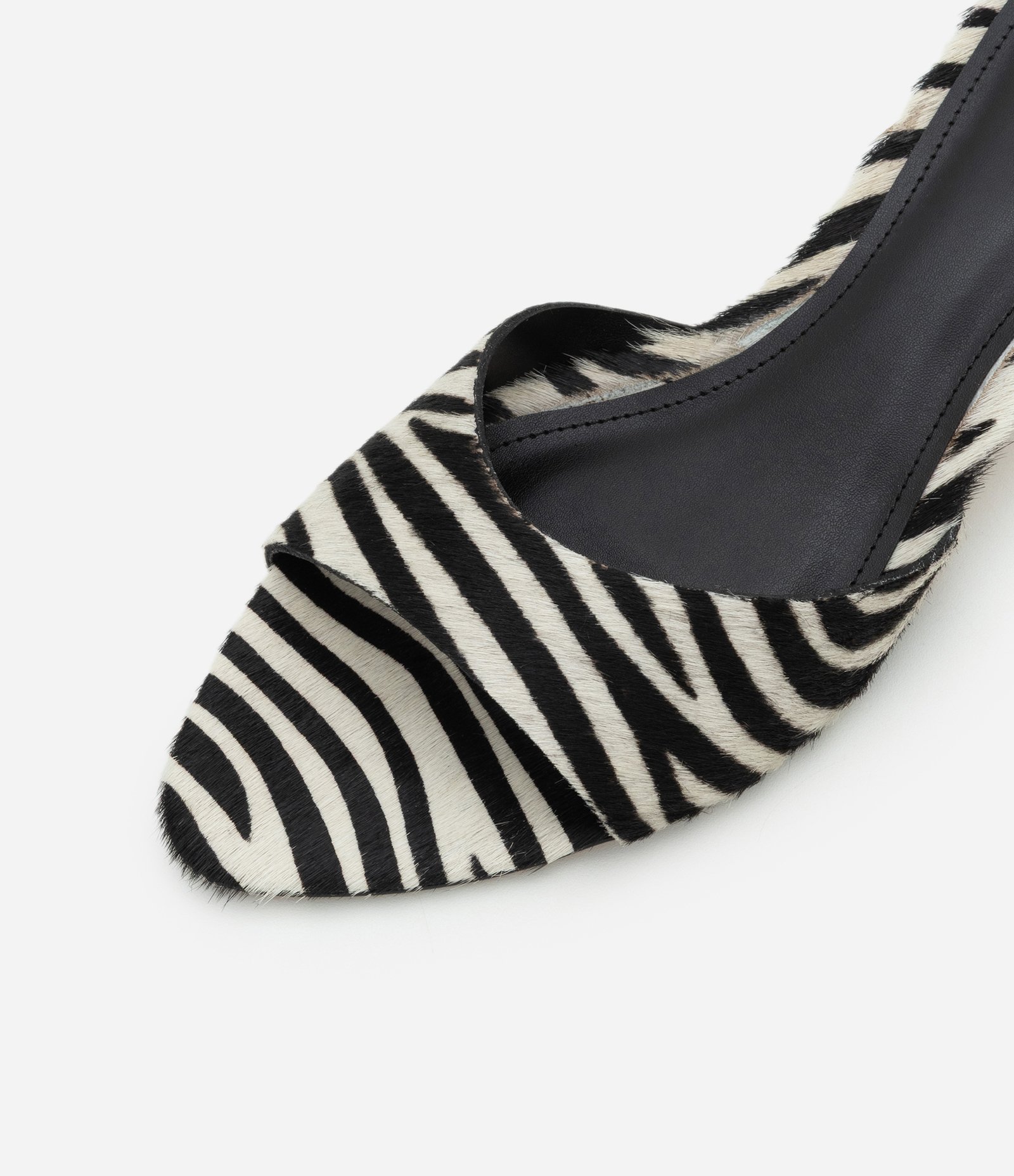 Sandália Mule em Couro com Estampa de Zebra Preto/Branco 3