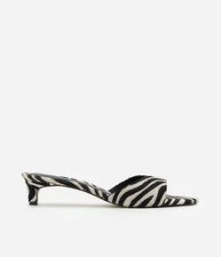 Sandália Mule em Couro com Estampa de Zebra