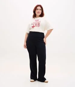Calça Flare Canelada em Ribana com Cós Alto Curve e Plus Size