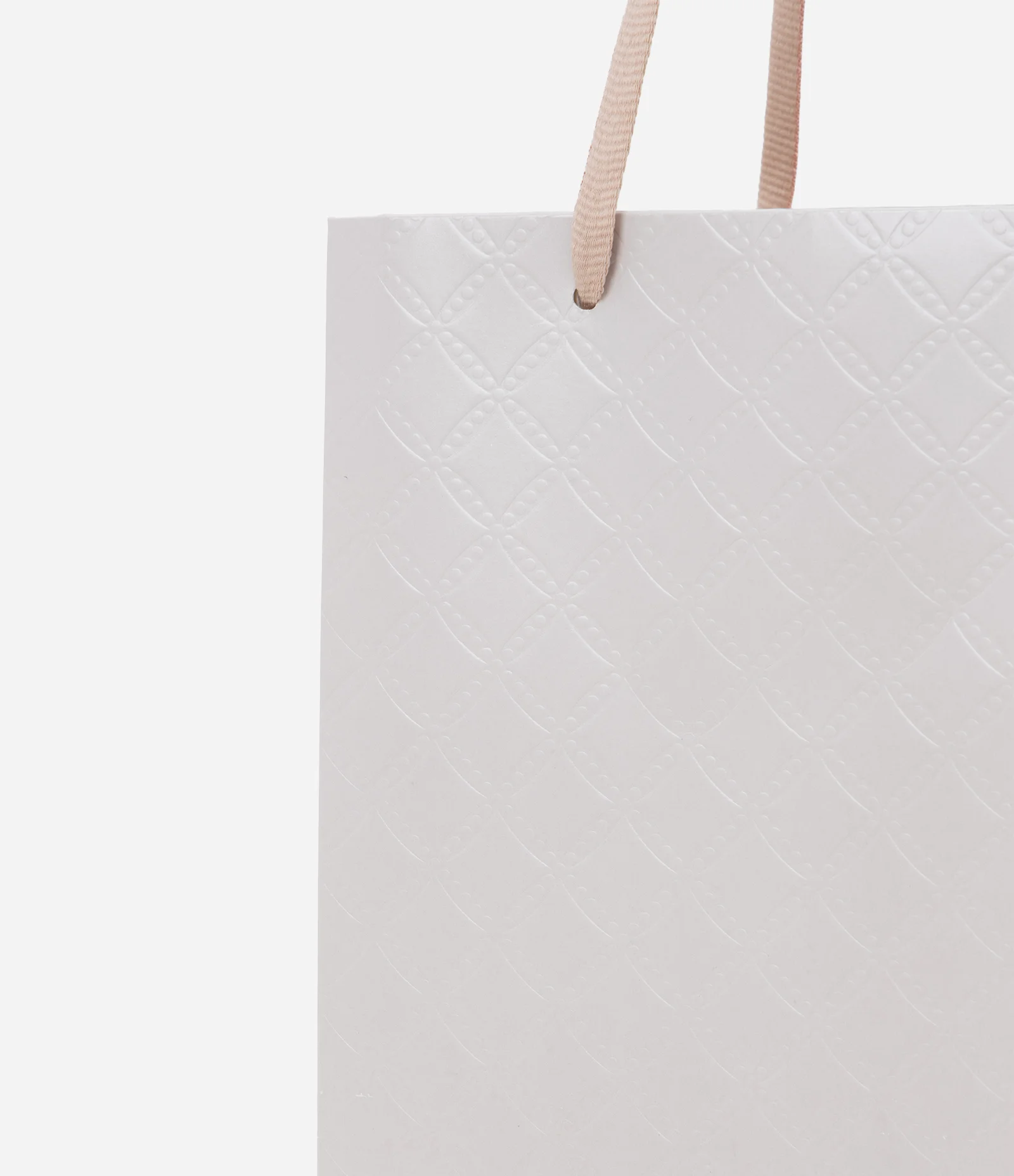 Sacola Pequena Texturizada com Alça Dupla Chata Off White/Rosa Claro 2