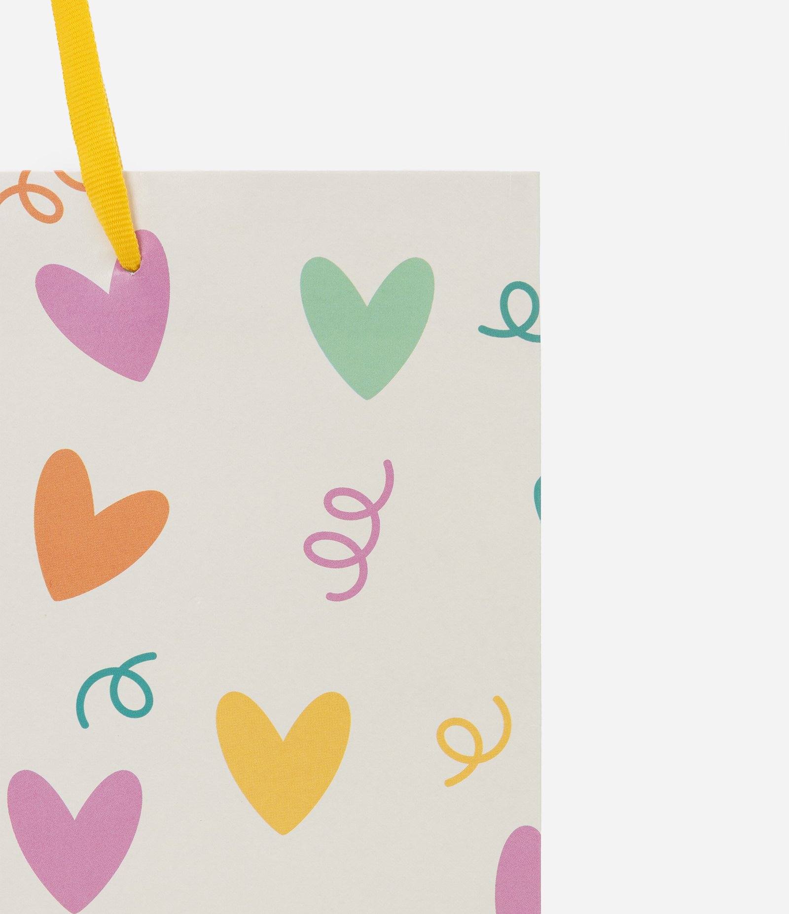 Sacola Média com Alça Chata e Estampa de Corações Off White 2