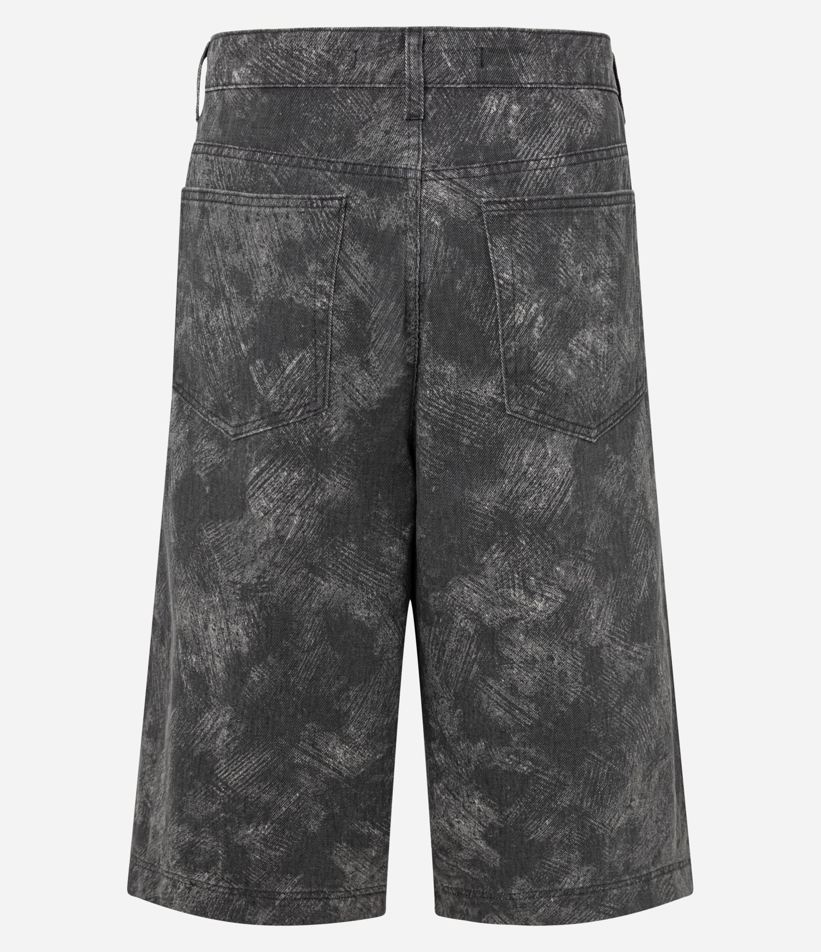 Bermuda Baggy em Sarja com Estampa Abstrata Preto 5