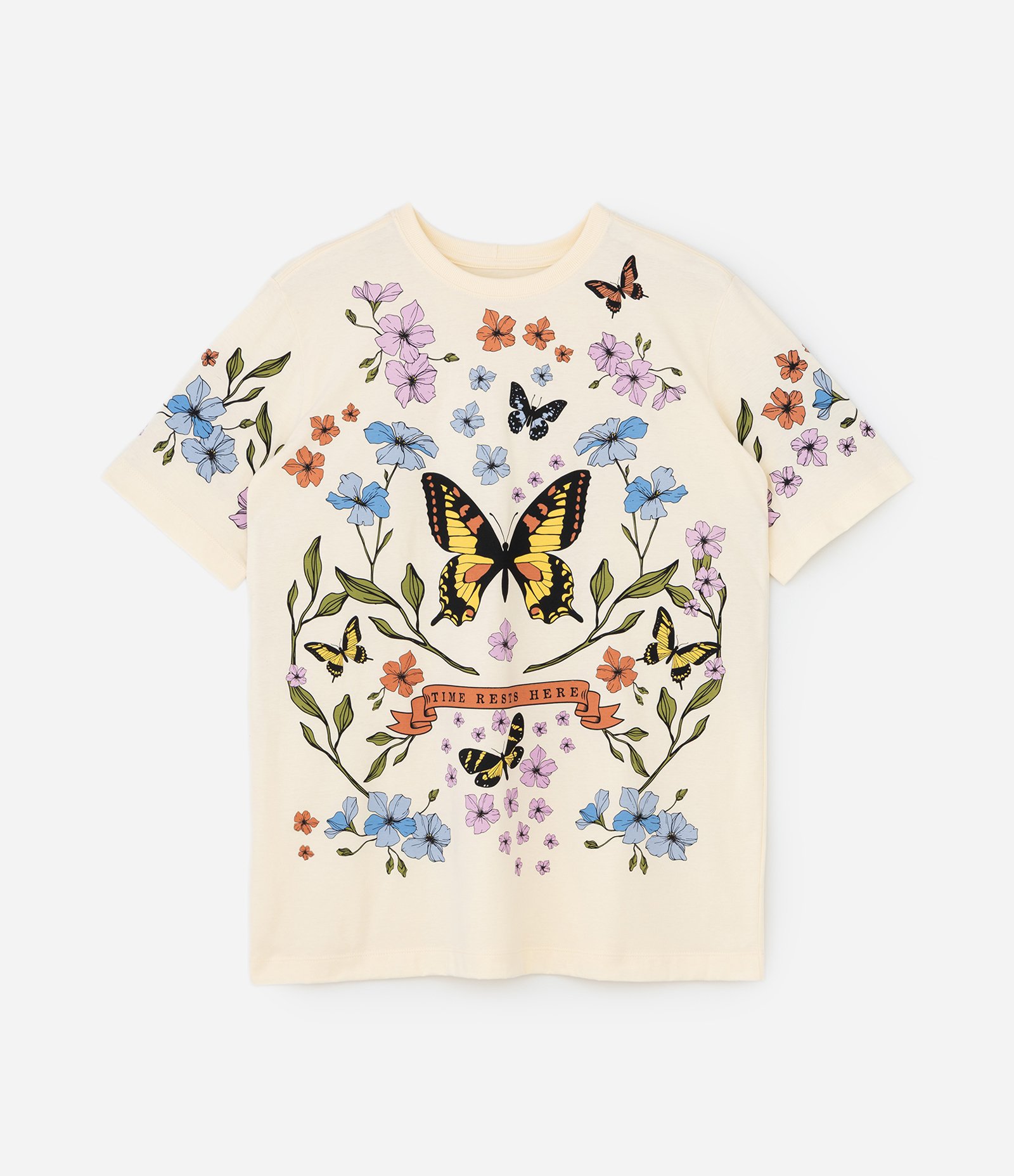 Camiseta com Estampa de Borboletas Curve e Plus Size Amarelo 4