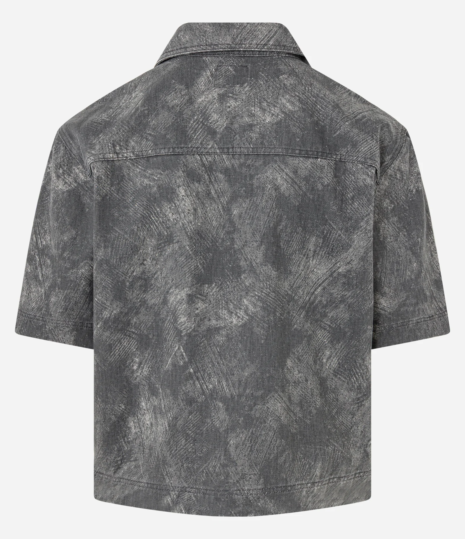 Camisa Oversized Boxy em Sarja com Estampa Marmorizado Abstrata Cinza Chumbo 2