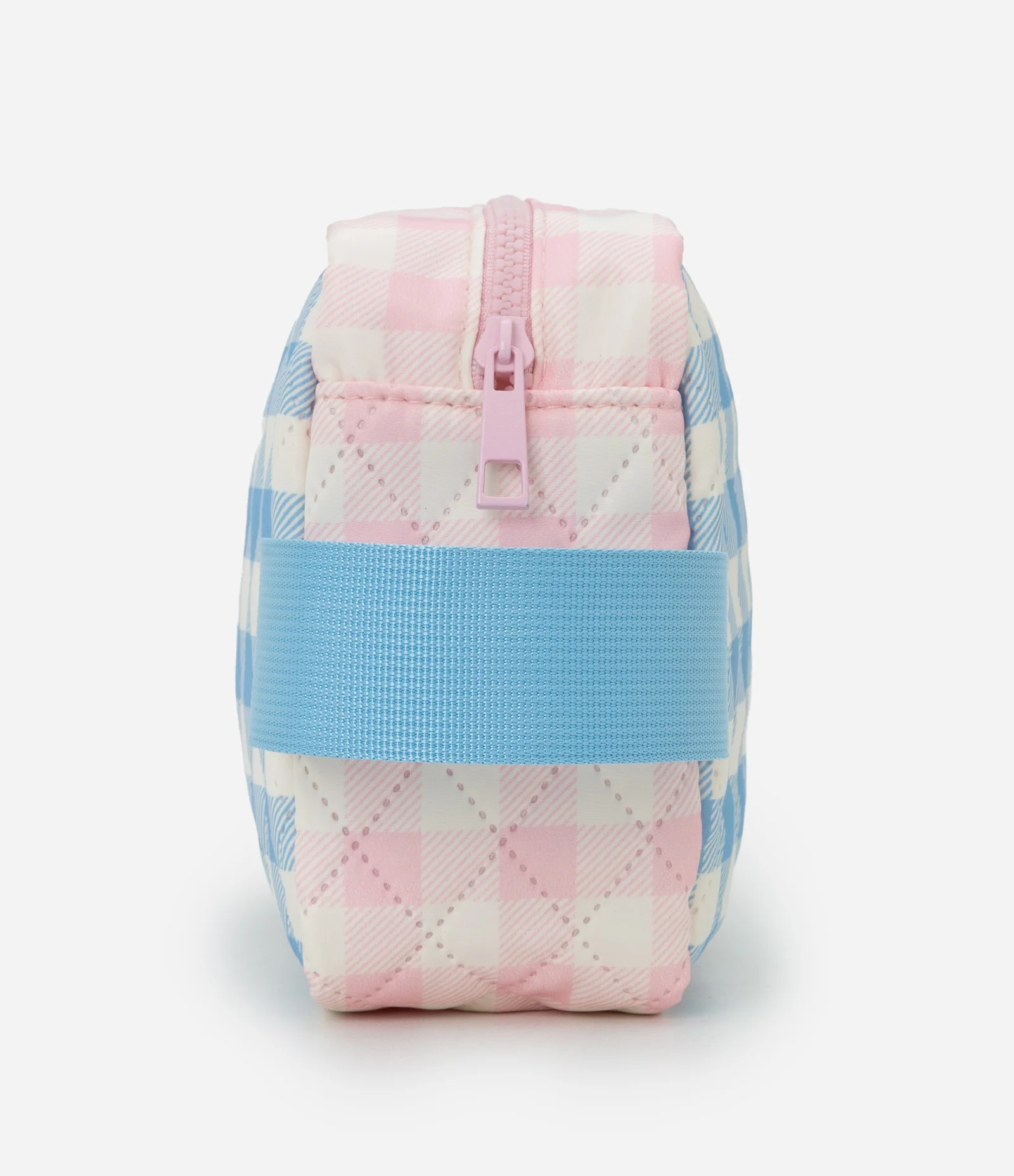 Nécessaire Retangular Grande com Alça e Estampa Xadrez Multicores 2