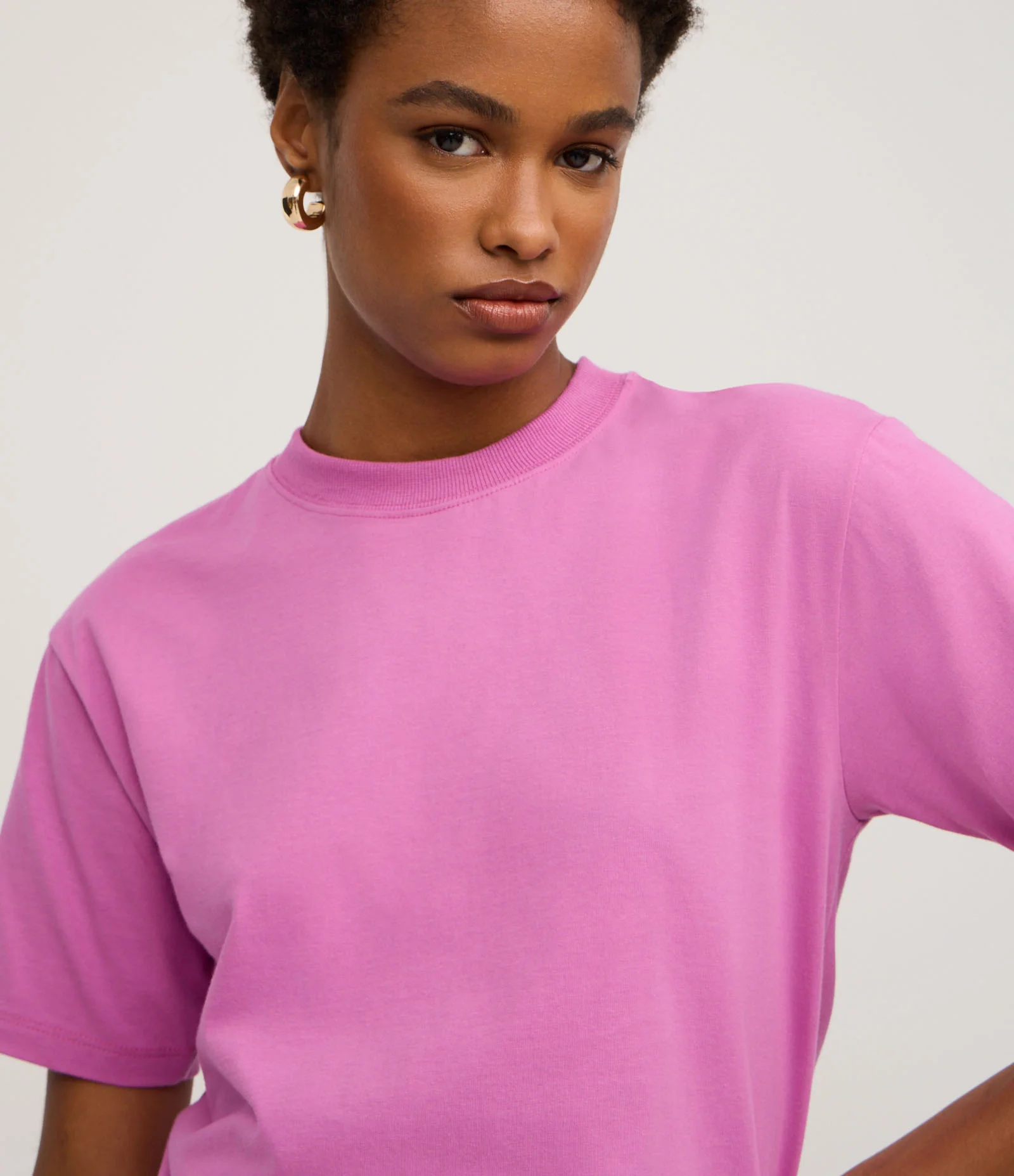 Camiseta em Algodão com Gola Redonda Lilás 3