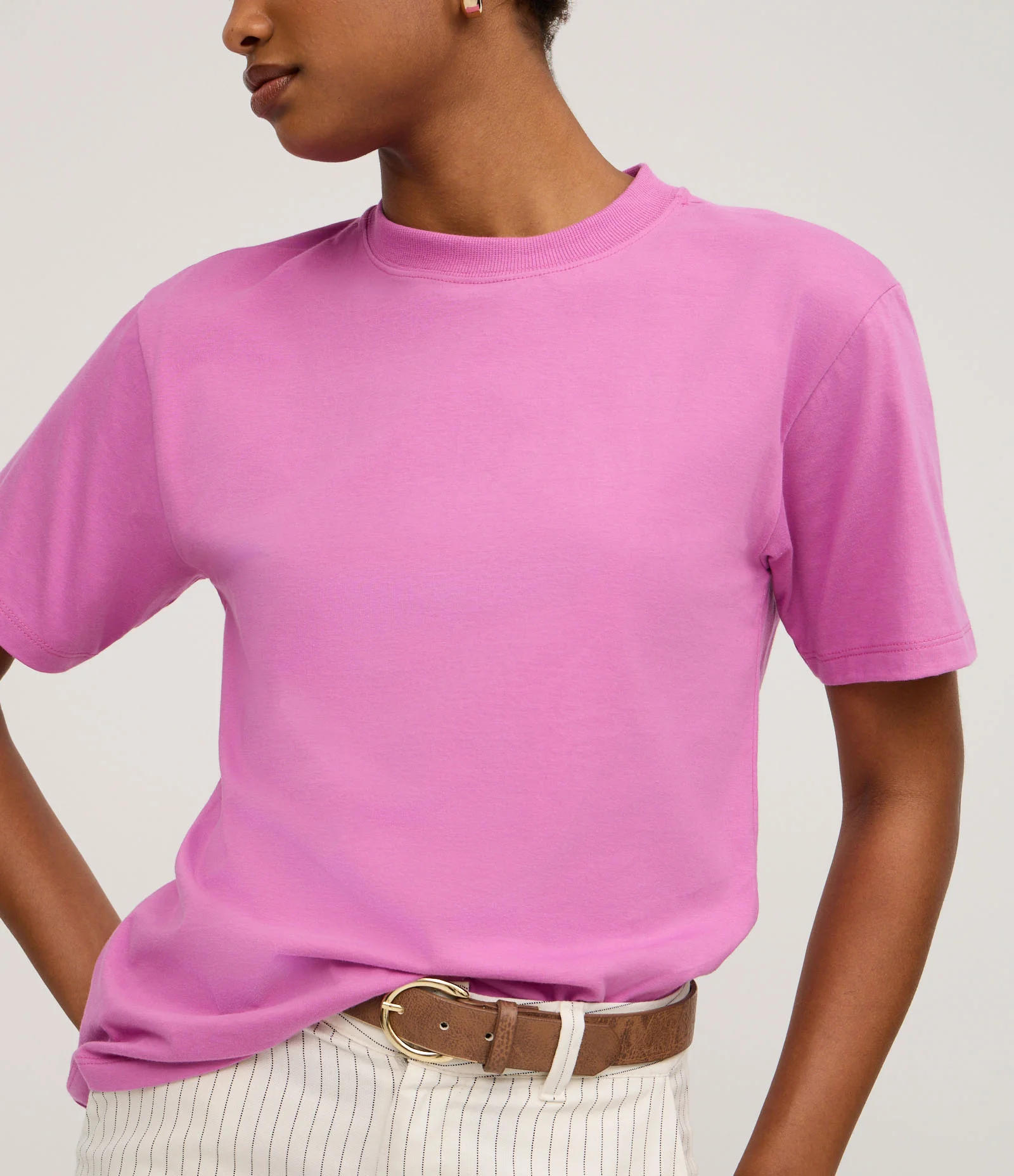 Camiseta em Algodão com Gola Redonda Lilás 4