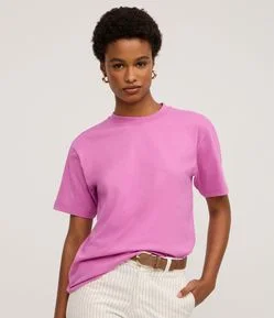 Camiseta em Algodão com Gola Redonda